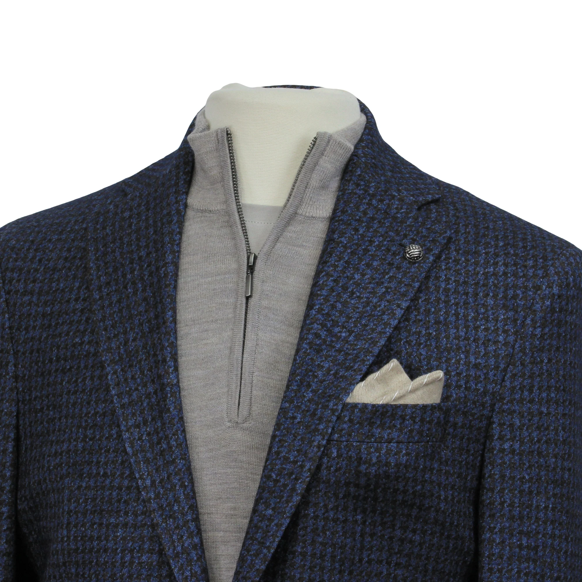 Blue/Brown Houndstooth Silk-Cashmere Hartford Contemporary Sport Jacket - Jack Victor - Image 5