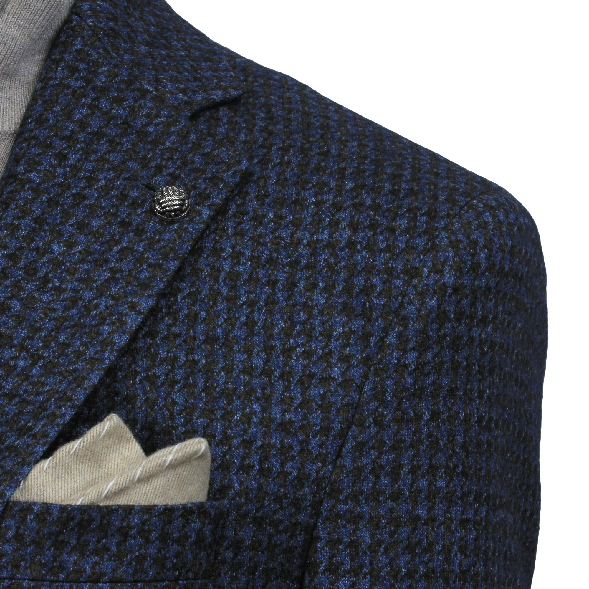 Blue/Brown Houndstooth Silk-Cashmere Hartford Contemporary Sport Jacket - Jack Victor - Image 6