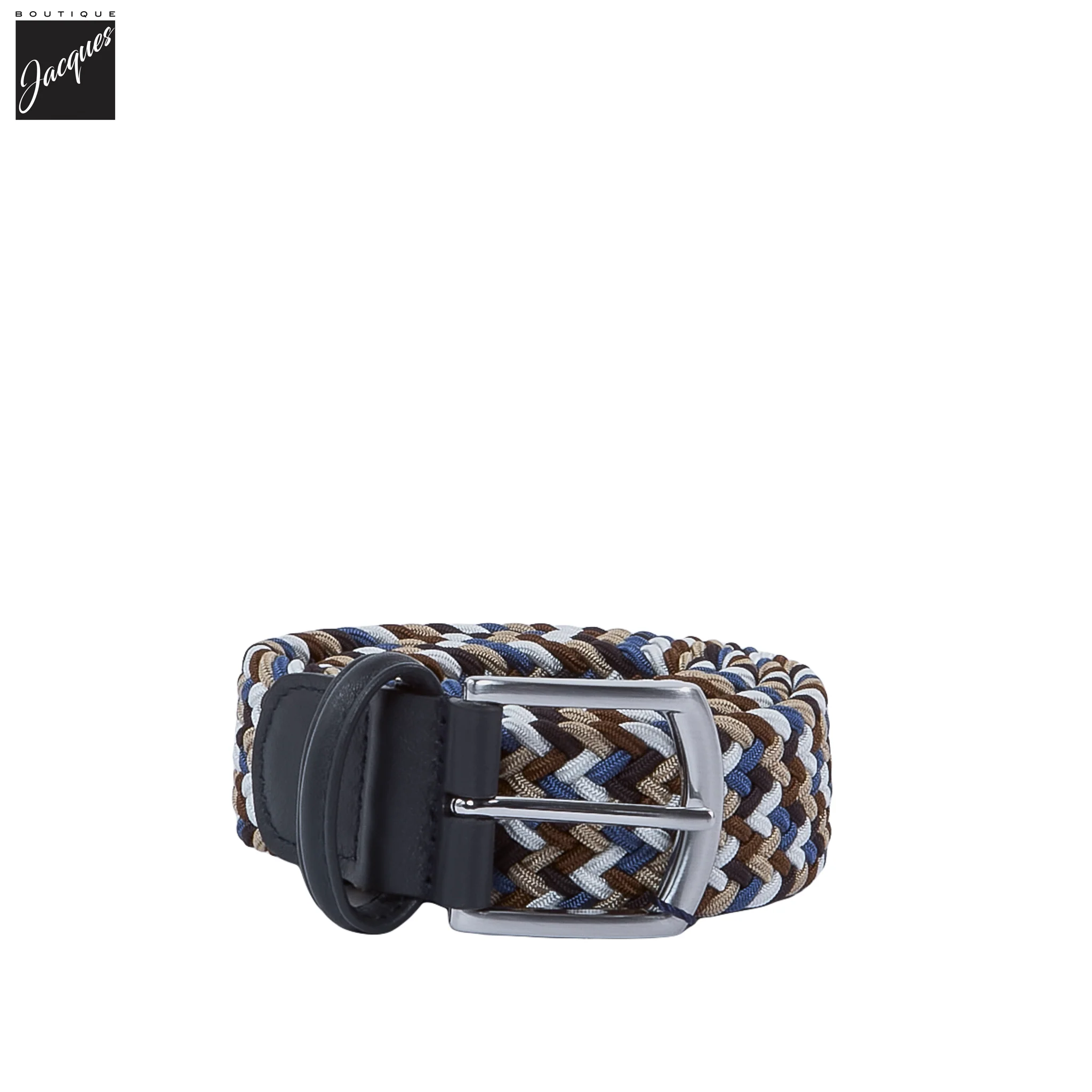 Blue & Brown Multicolour Woven Elastic Belt - Anderson's