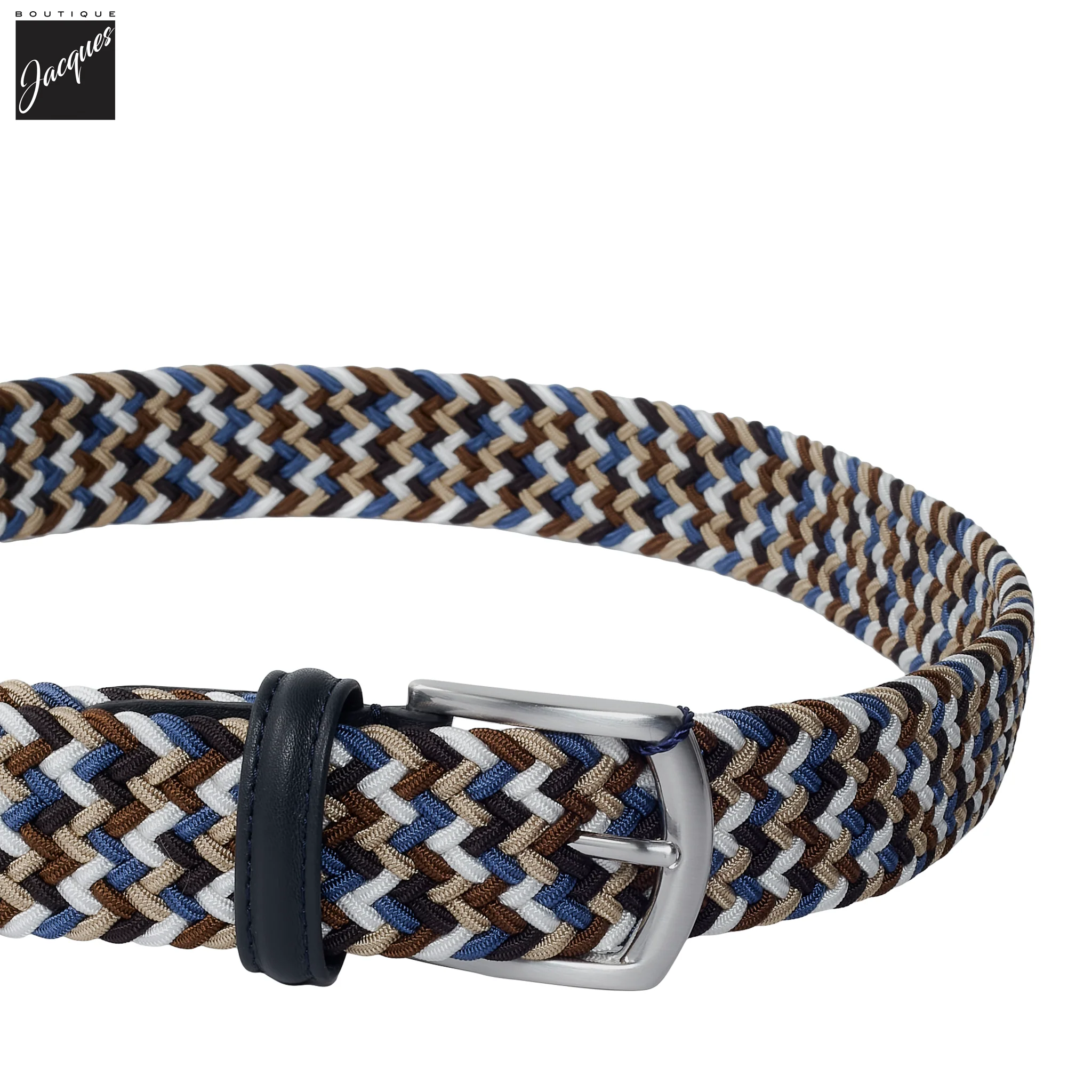Blue & Brown Multicolour Woven Elastic Belt - Anderson's - Image 2