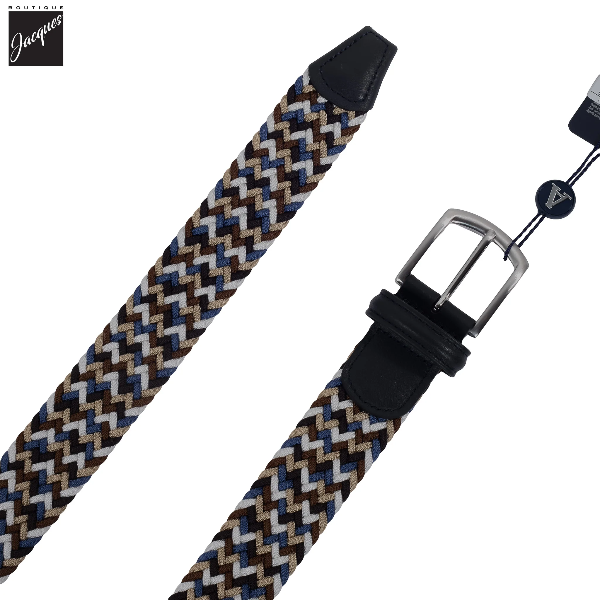 Blue & Brown Multicolour Woven Elastic Belt - Anderson's - Image 3
