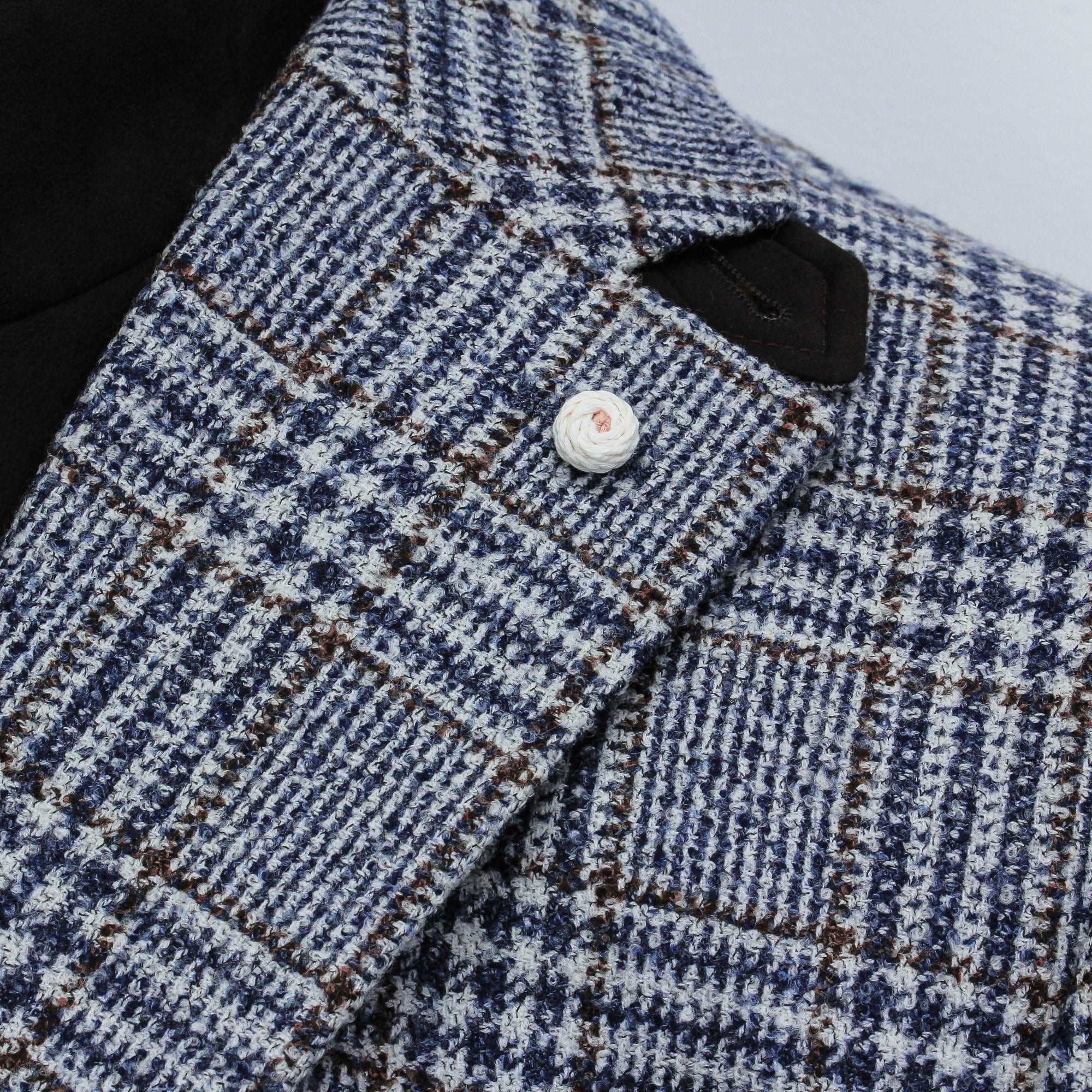 Blue & Brown Prince-of-Wales Wool Hybrid Sport Jacket with Bib - Luigi Bianchi - Image 8