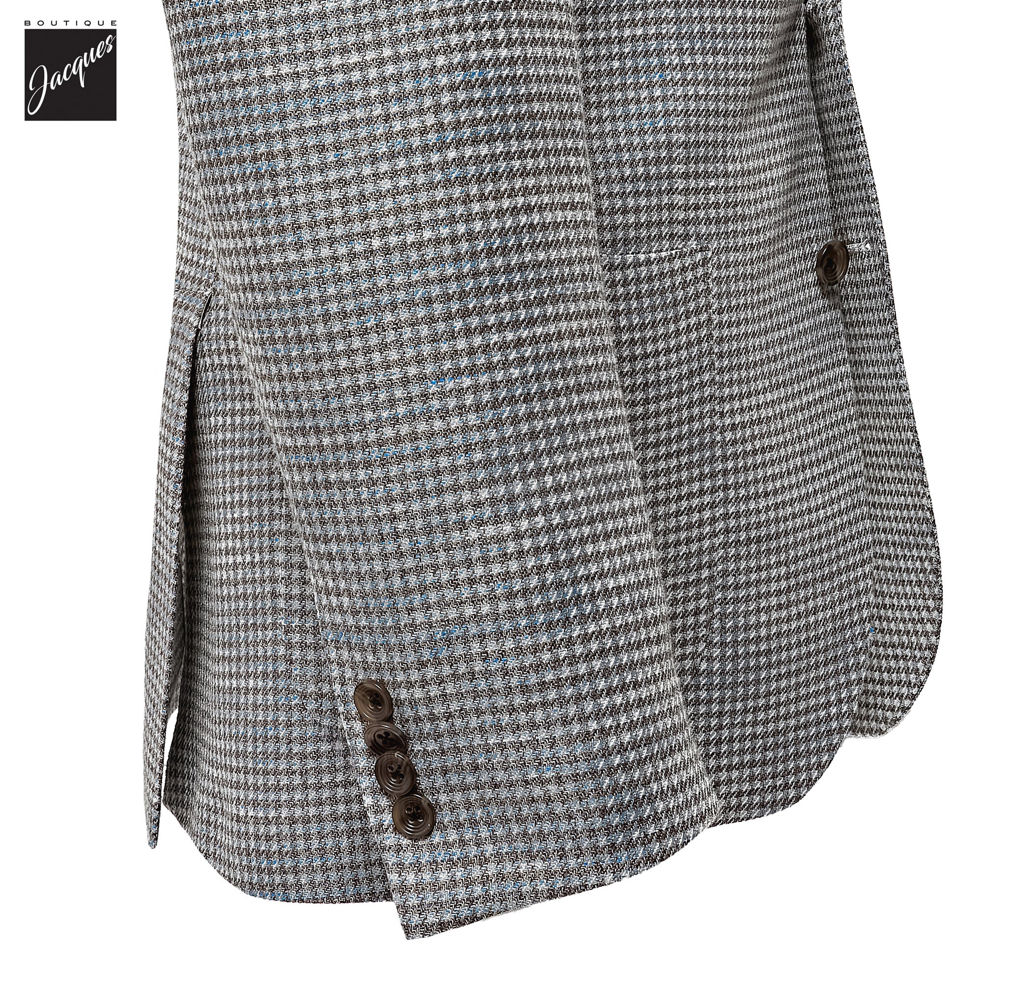 Brown & Blue Houndstooth Wool-Linen Hampton Contemporary Fit Sport Jacket - Jack Victor - Image 3