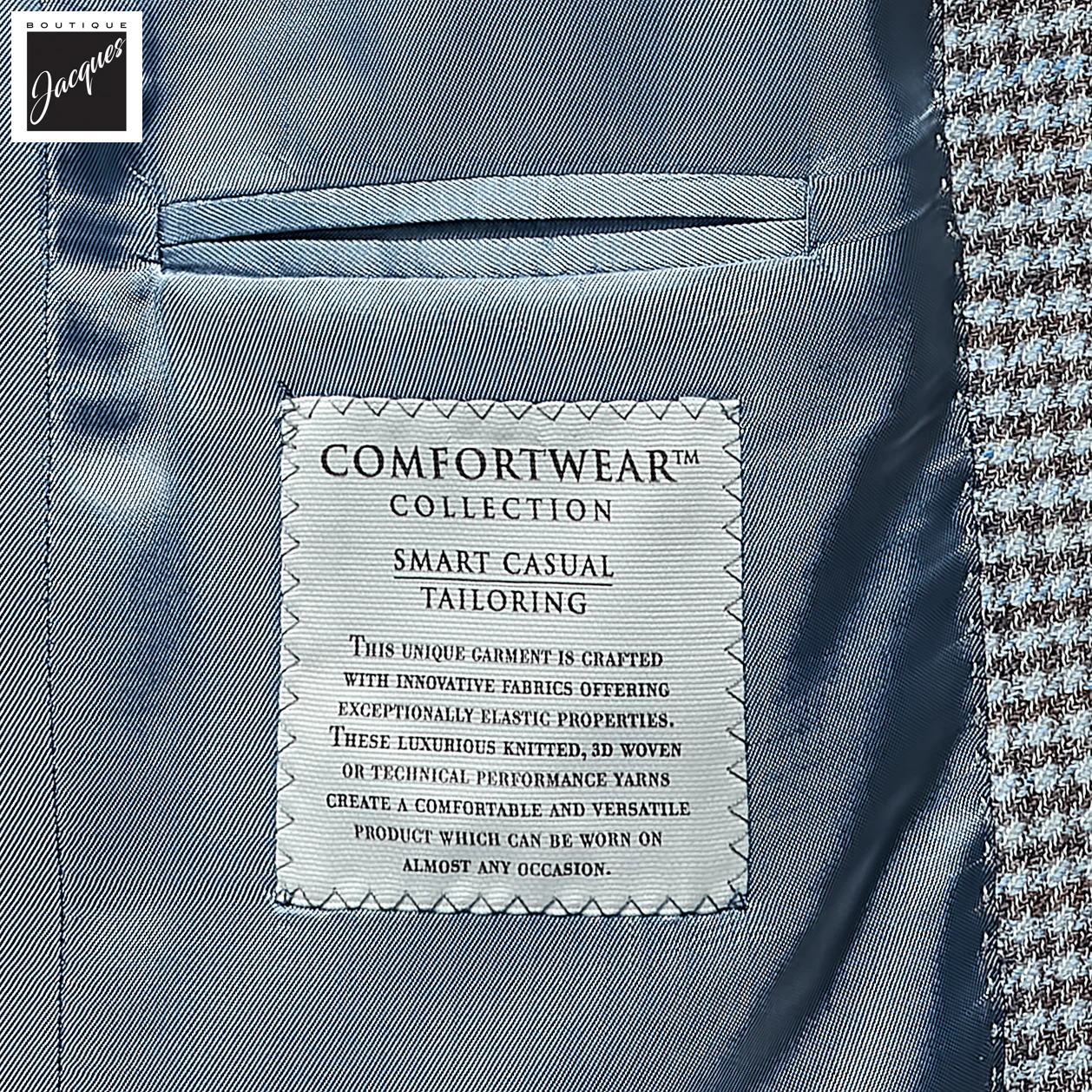 Brown & Blue Houndstooth Wool-Linen Hampton Contemporary Fit Sport Jacket - Jack Victor - Image 4