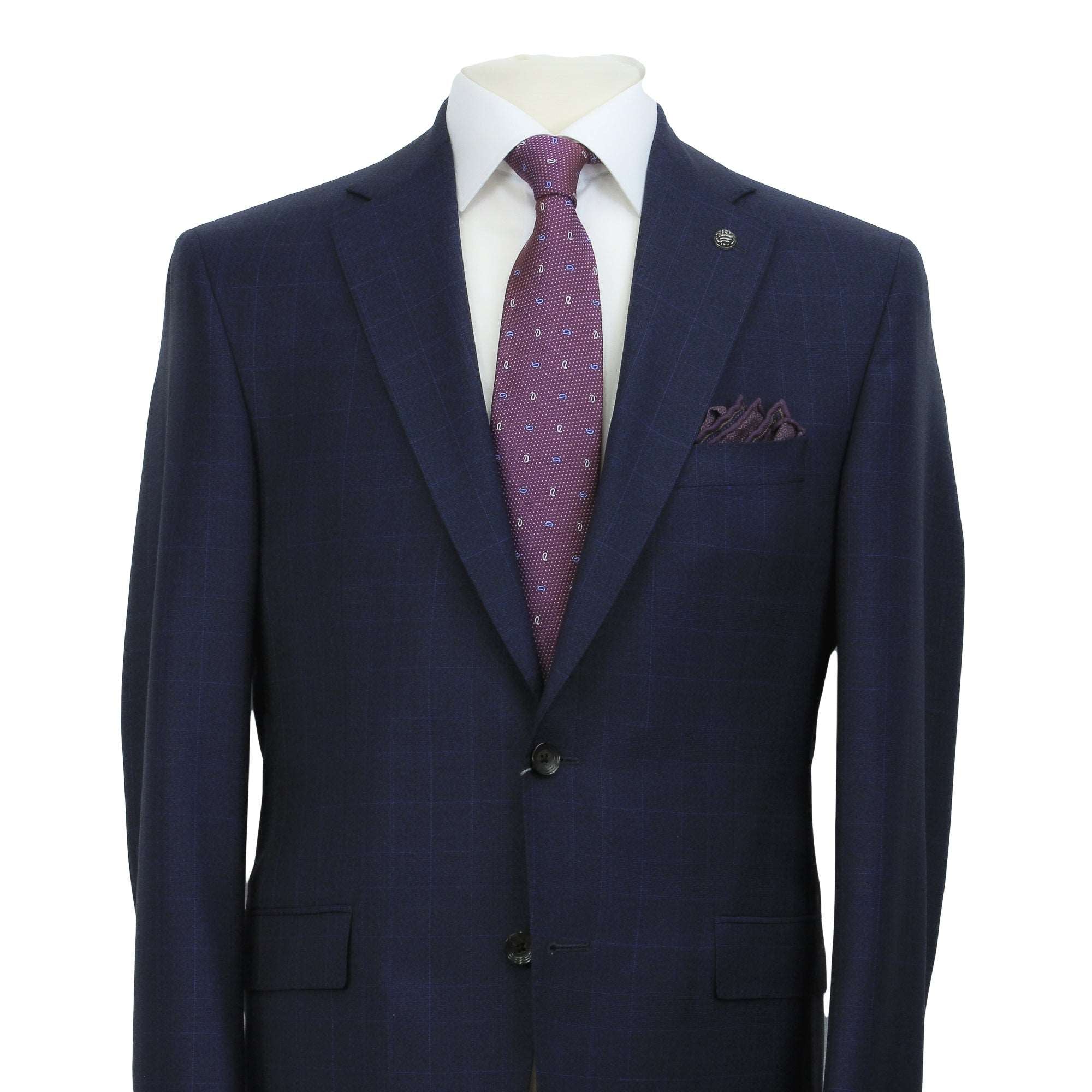 Blue Check Drago Wool Esprit Modern Fit Suit - Jack Victor - Image 3