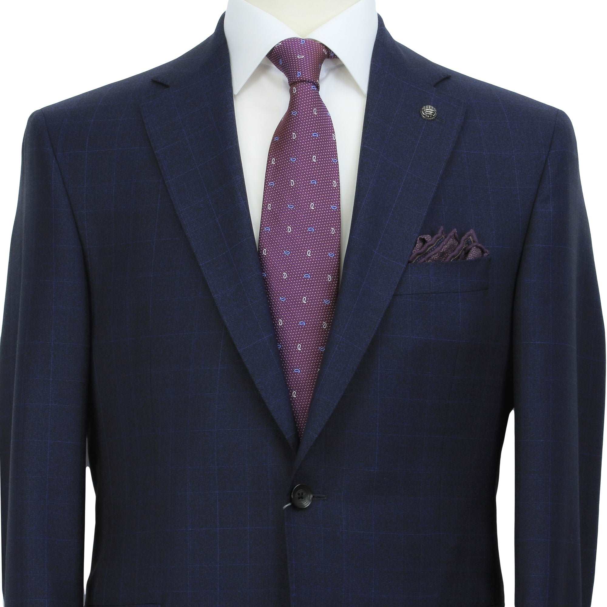 Blue Check Drago Wool Esprit Modern Fit Suit - Jack Victor - Image 4