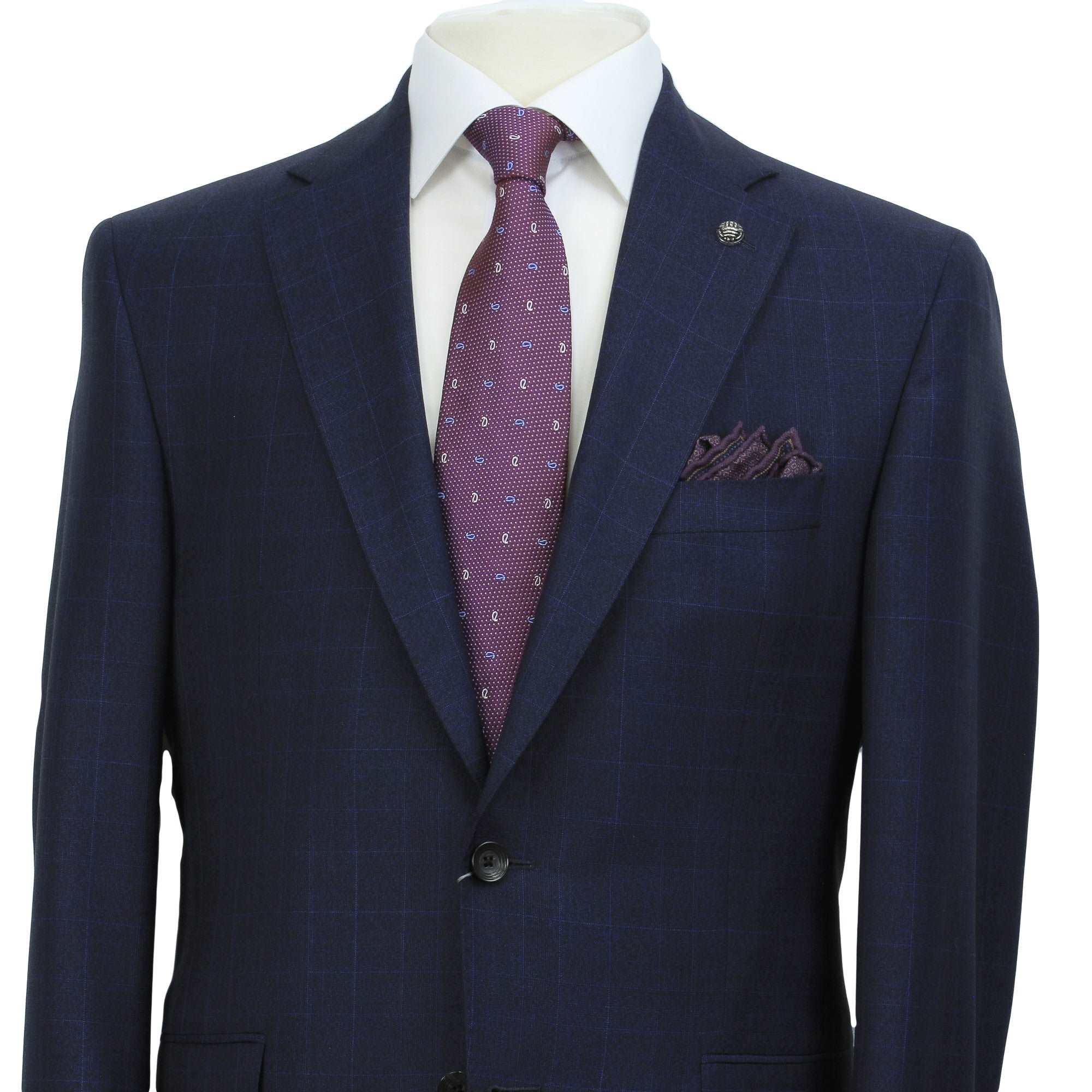 Blue Check Drago Wool Esprit Modern Fit Suit - Jack Victor - Image 5
