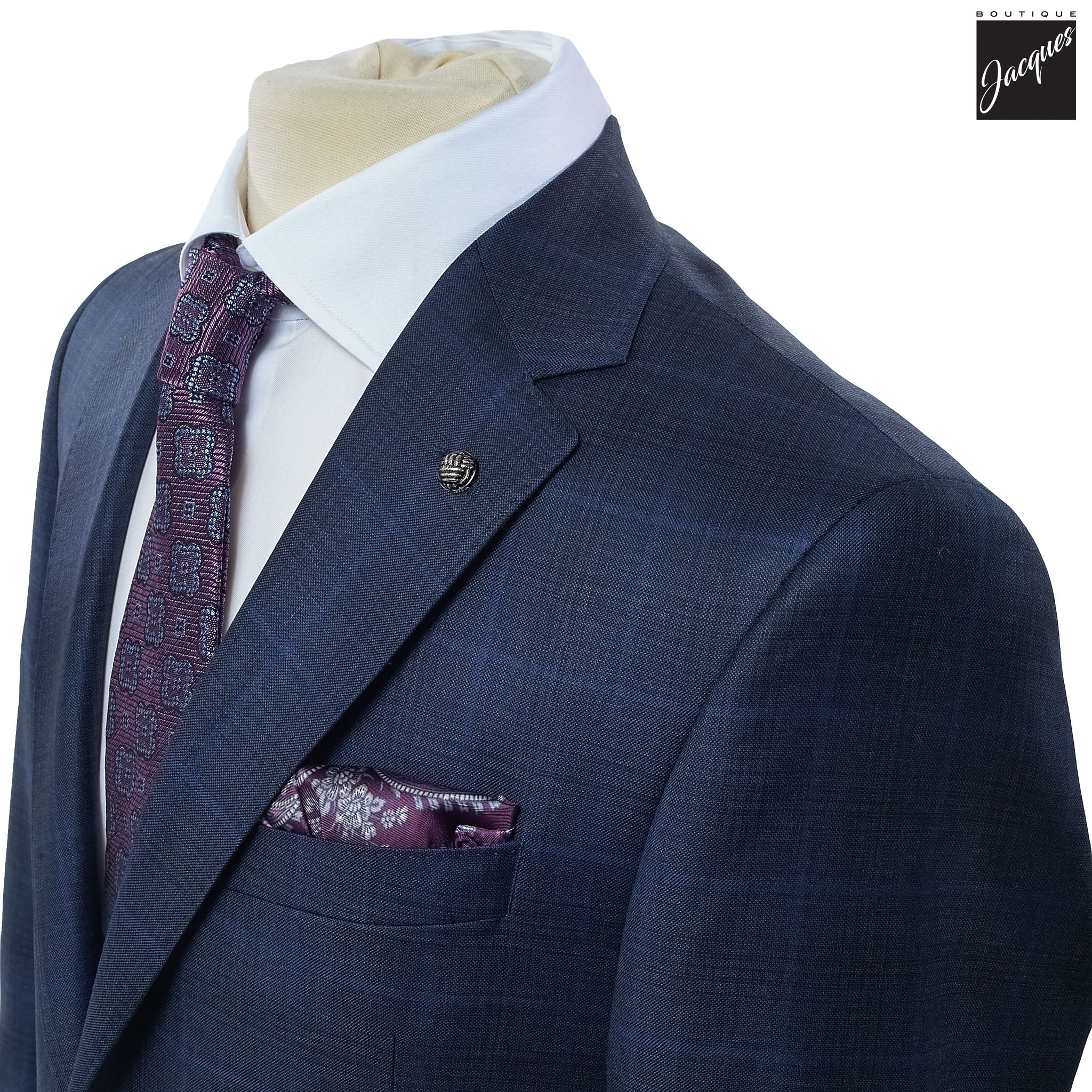 Blue Check Esprit Modern Fit Esprit Wool Suit - Jack Victor - Image 2