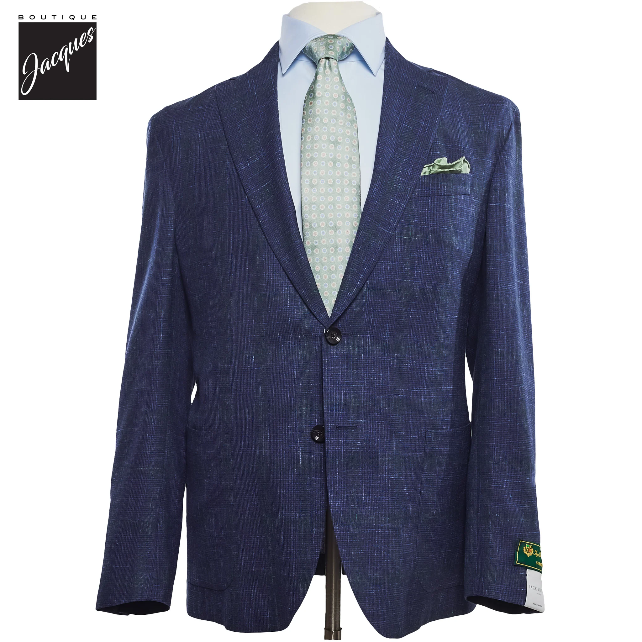 Blue Check Irving Contemporary Fit Wool Suit - Jack Victor