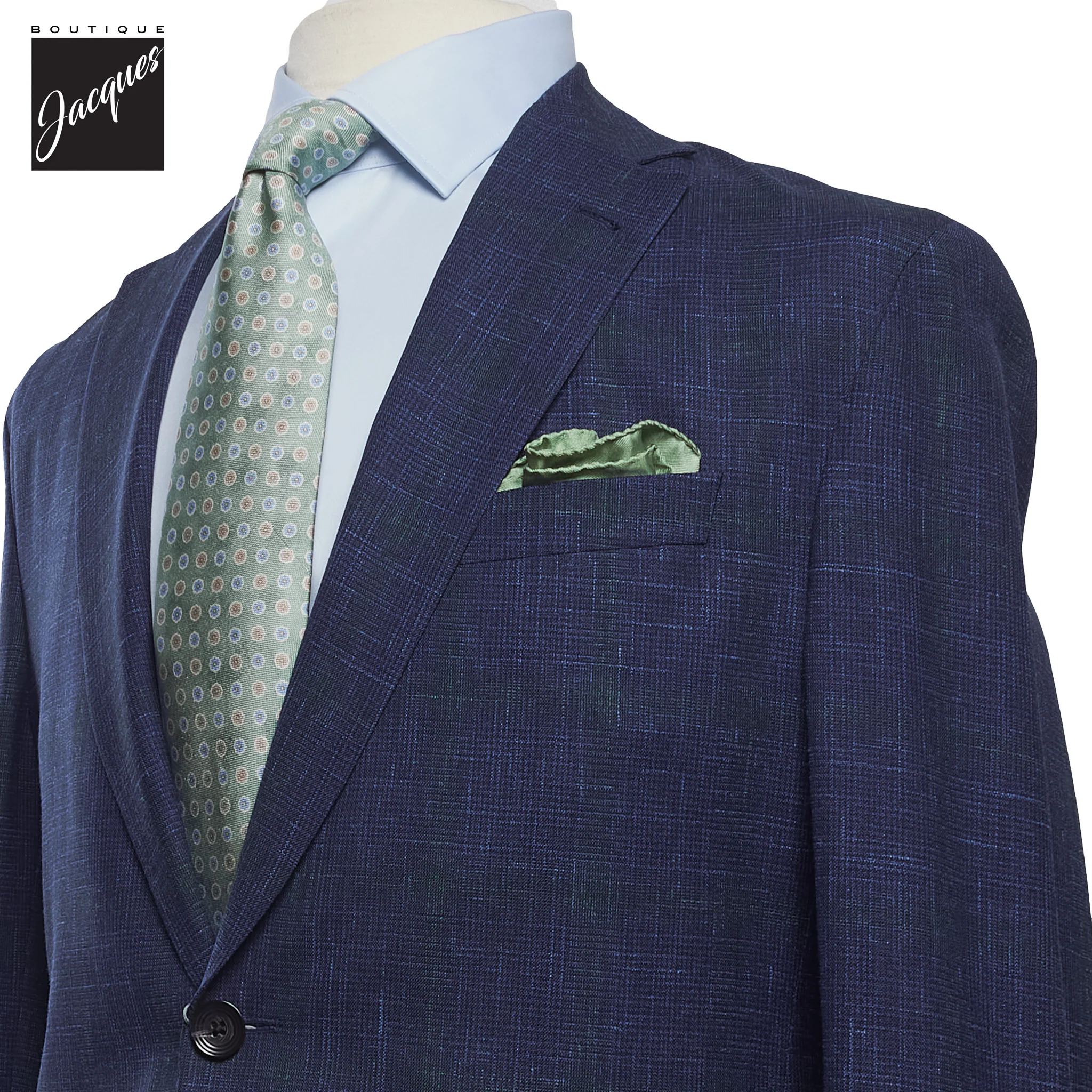 Blue Check Irving Contemporary Fit Wool Suit - Jack Victor - Image 2
