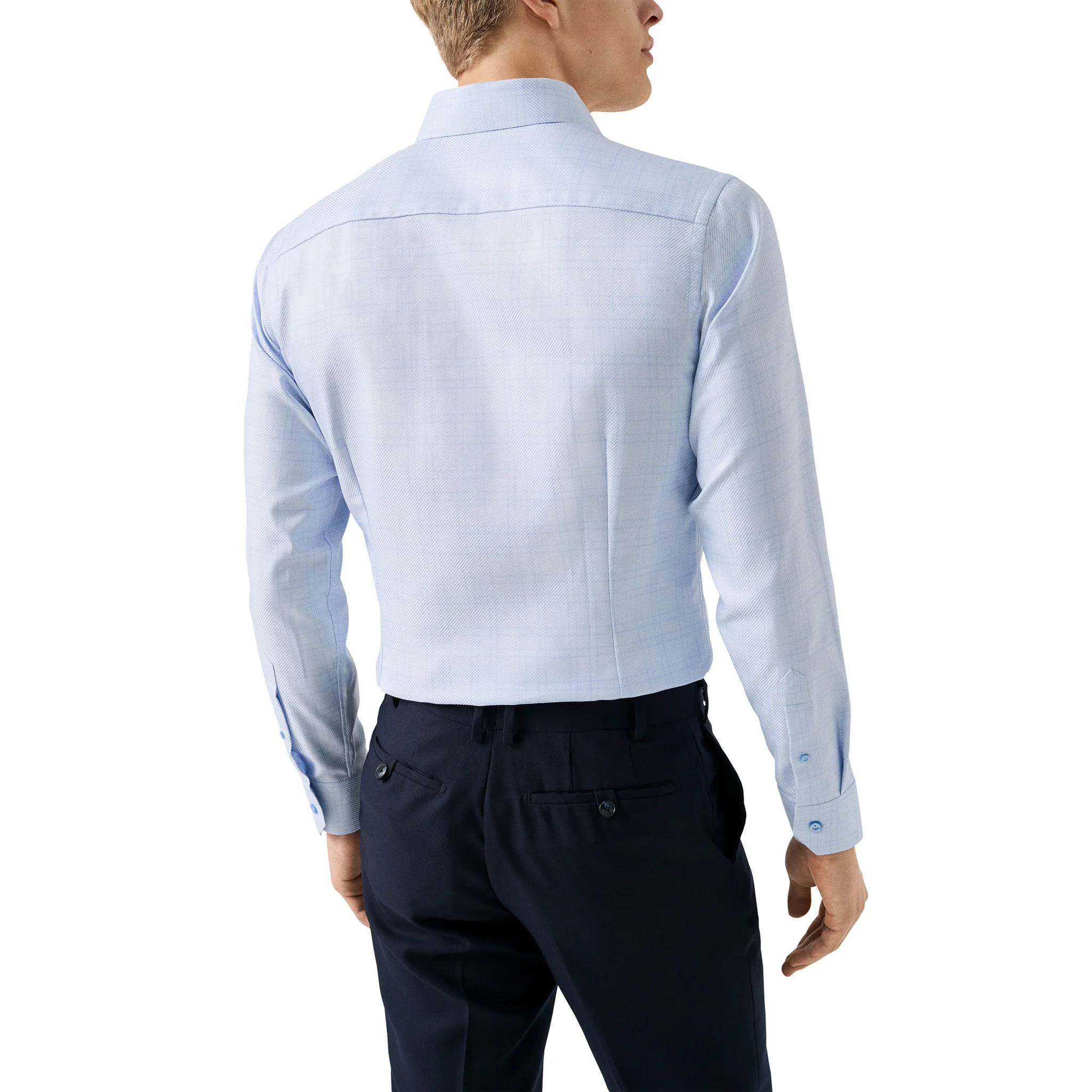 Blue Check King Twill Contemporary Fit Dress Shirt - ETON - Image 5