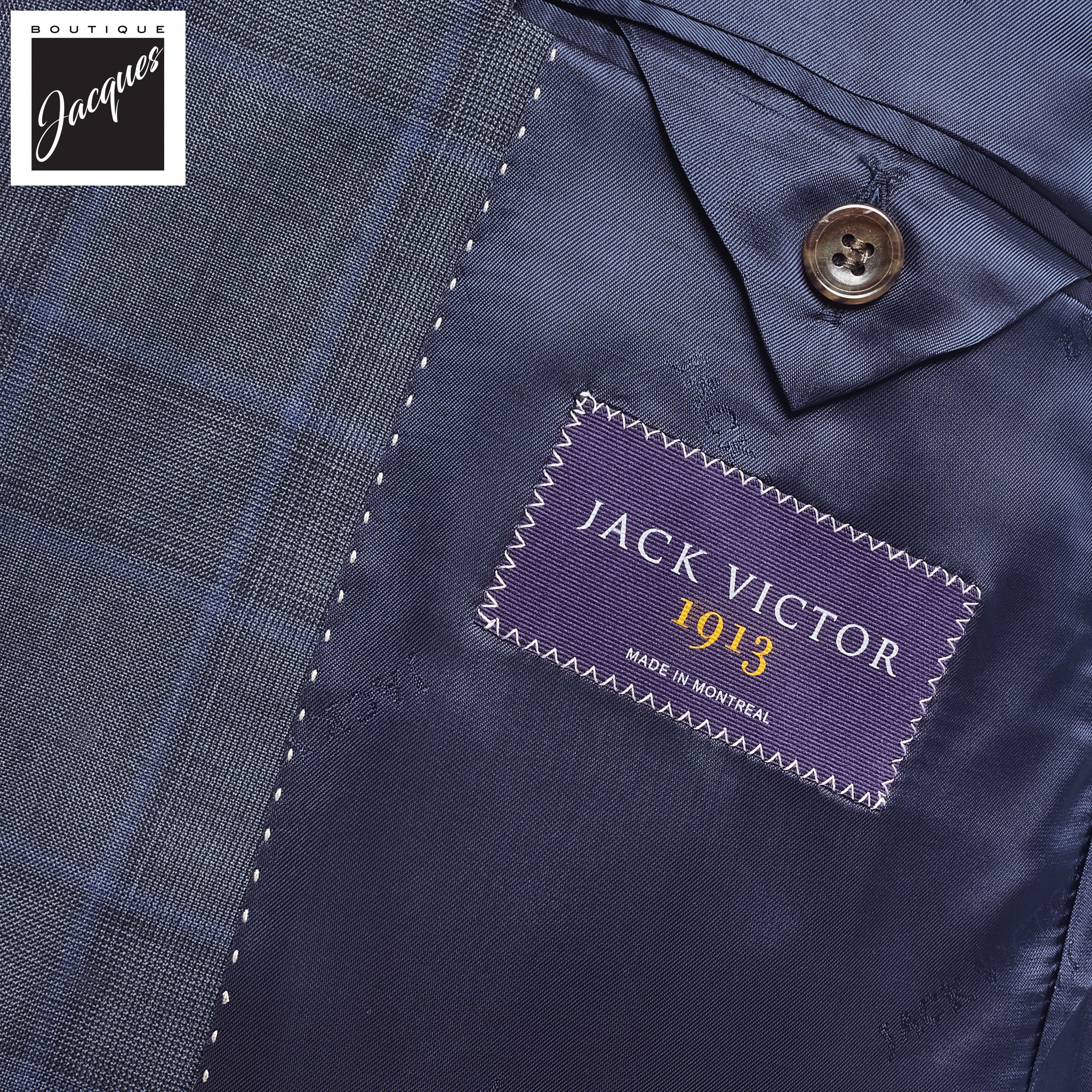 Gray with Blue Check Essence Modern Fit Loro Piana Wool Suit - Jack Victor 1913 - Image 4