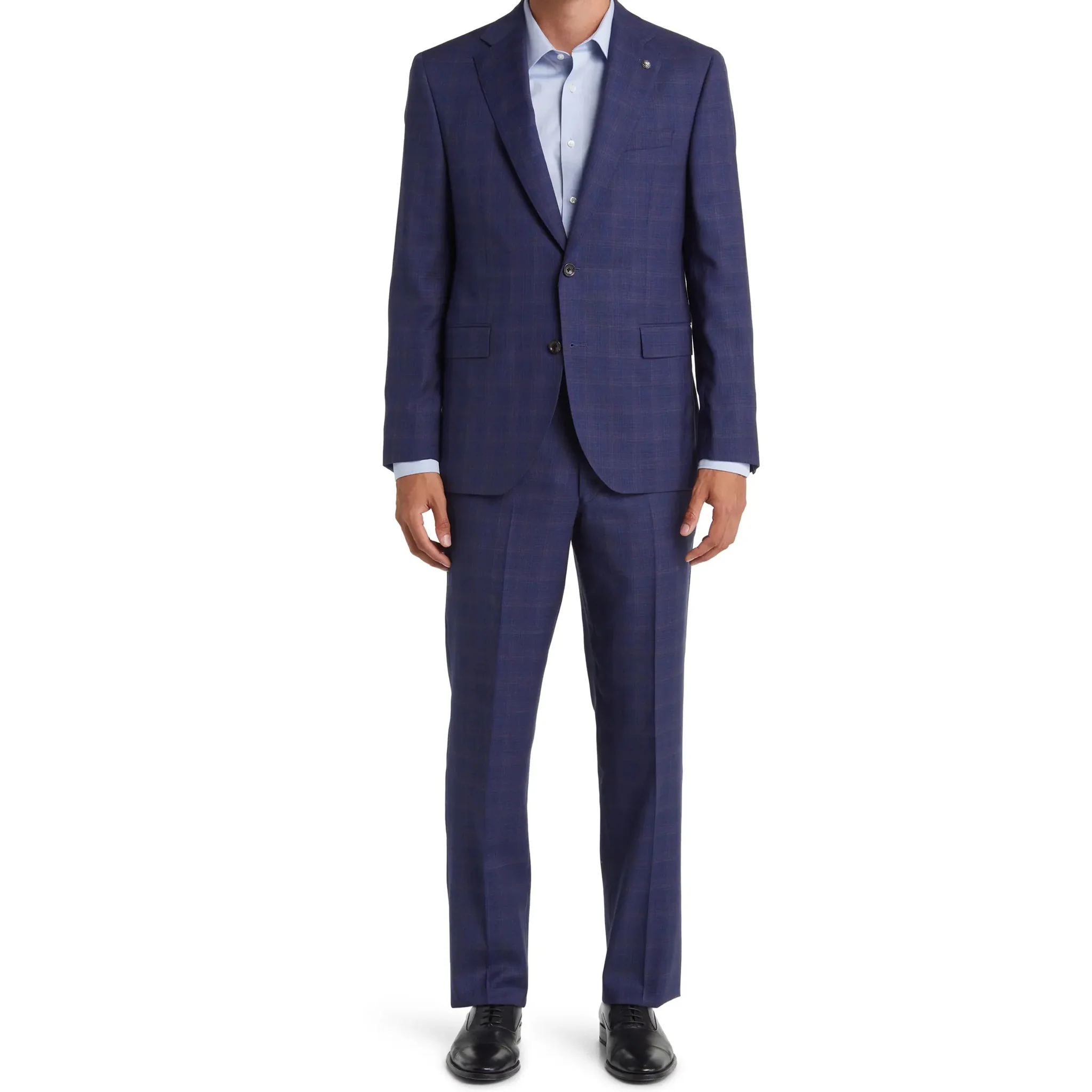 Blue Check Esprit Modern Fit Loro Piana Wool Suit - Jack Victor - Image 5