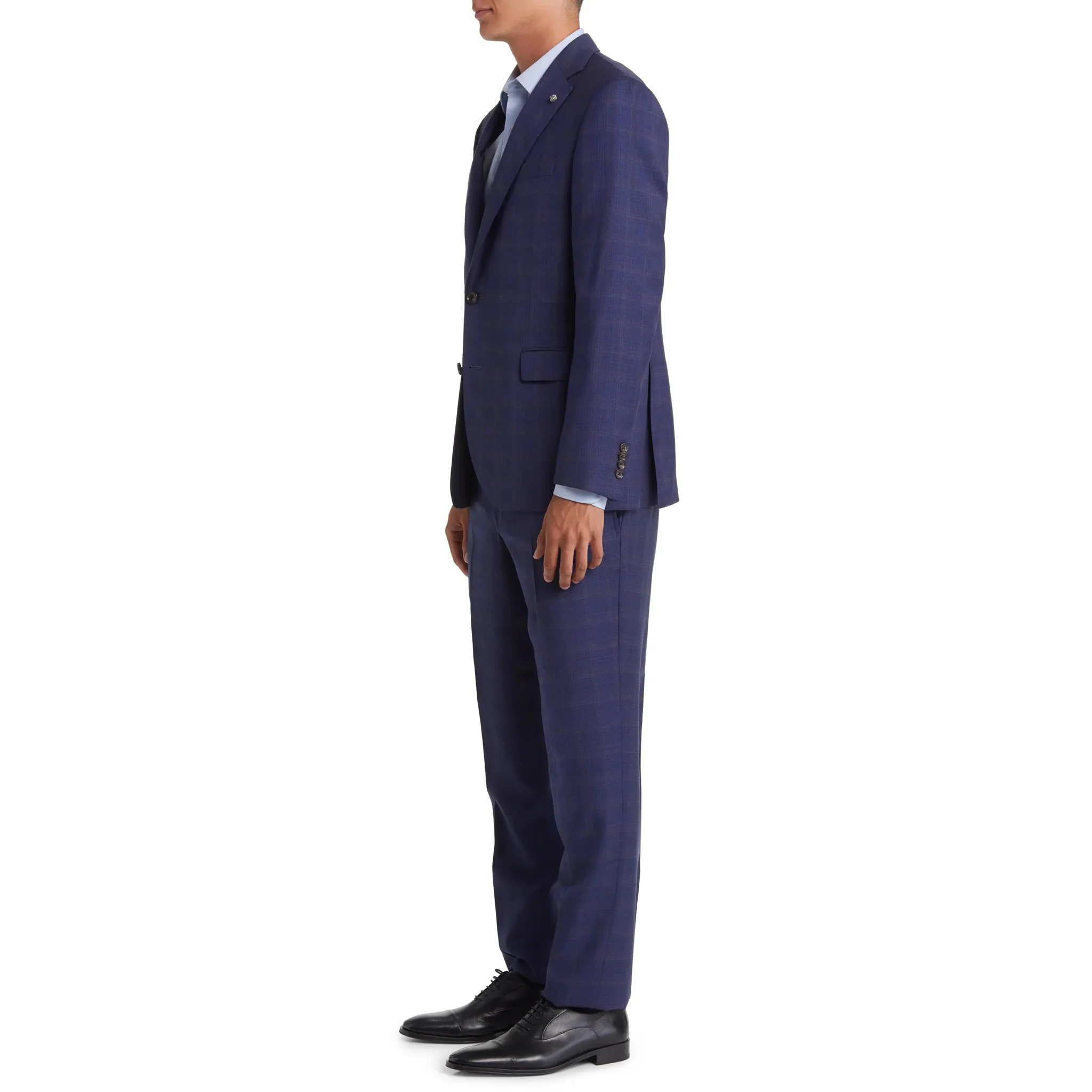 Blue Check Esprit Modern Fit Loro Piana Wool Suit - Jack Victor - Image 8