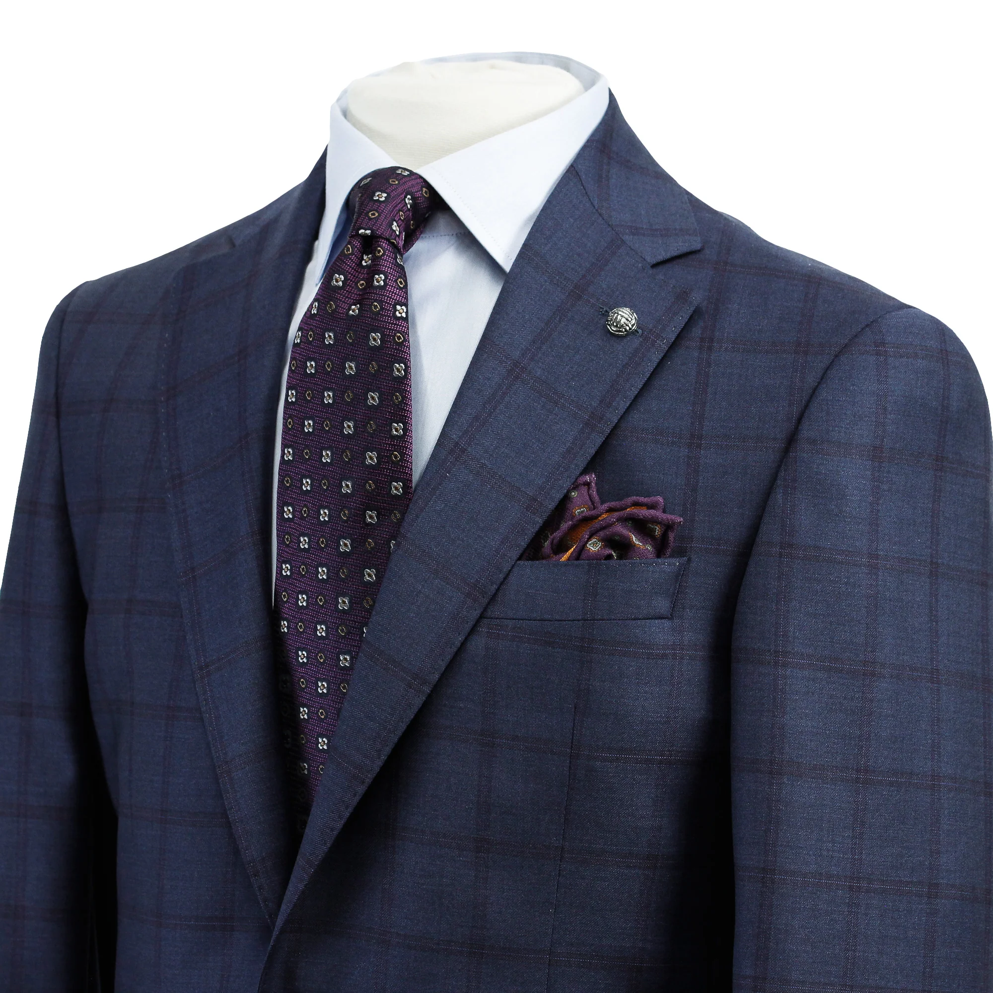 Blue Windowpane Check Esprit Modern Fit Wool Suit - Jack Victor - Image 2