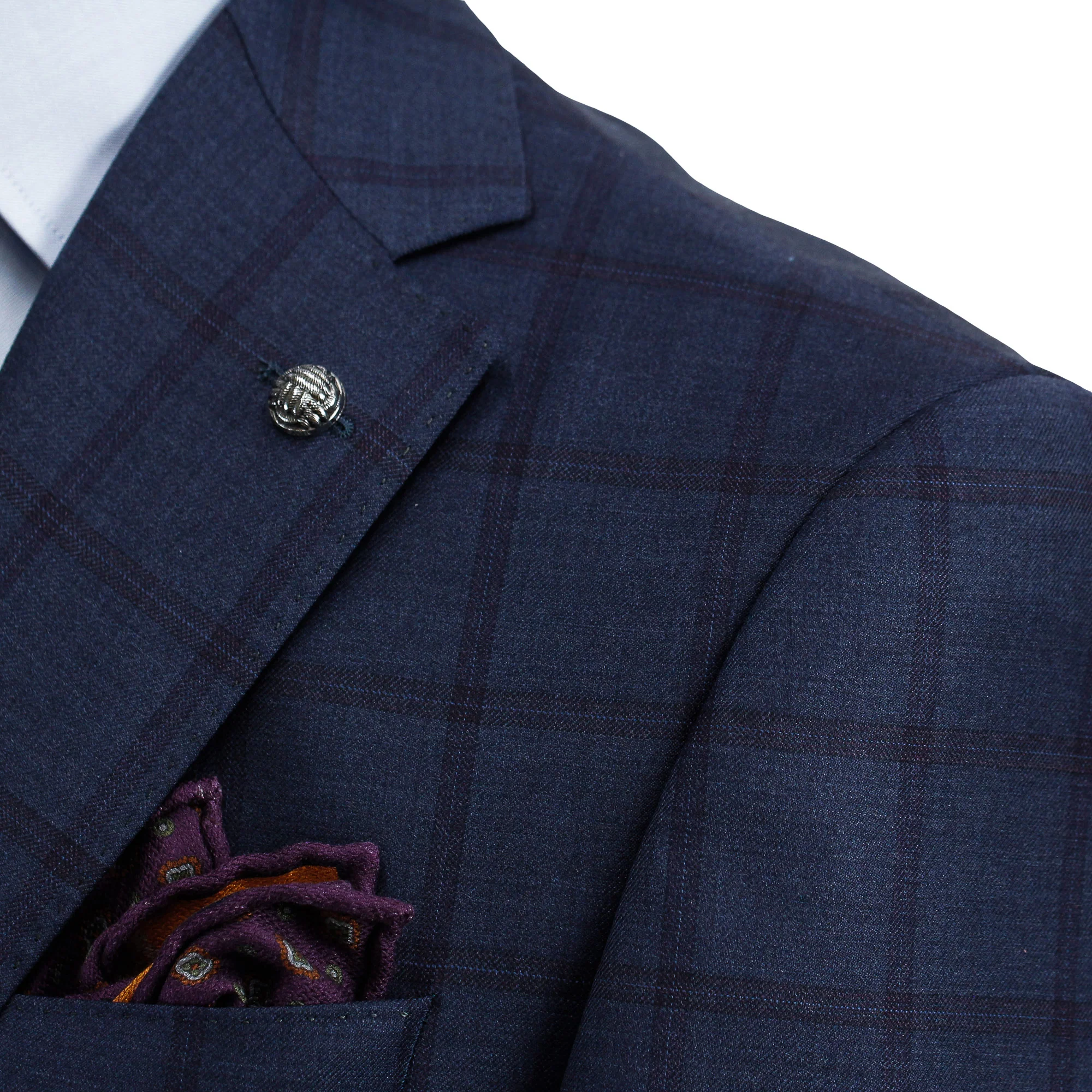 Blue Windowpane Check Esprit Modern Fit Wool Suit - Jack Victor - Image 5