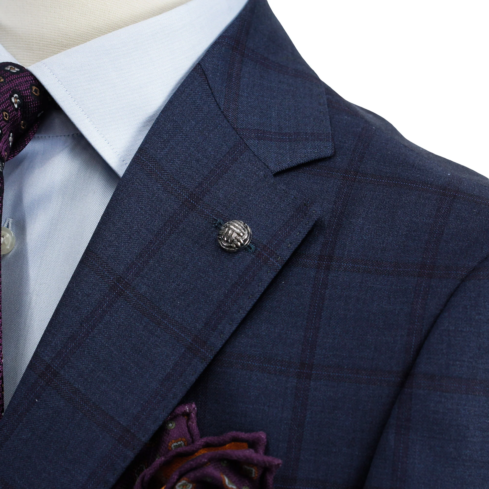 Blue Windowpane Check Esprit Modern Fit Wool Suit - Jack Victor - Image 6