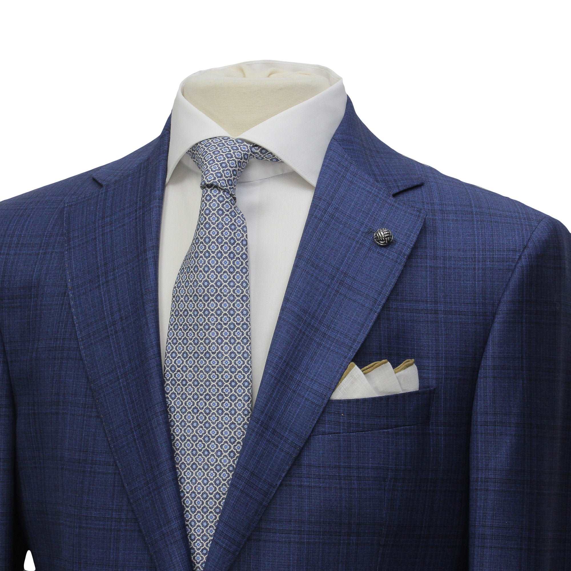 Blue Check Super 150's Loro Piana Wool Essence Modern Fit Suit - Jack Victor 1913 - Image 2