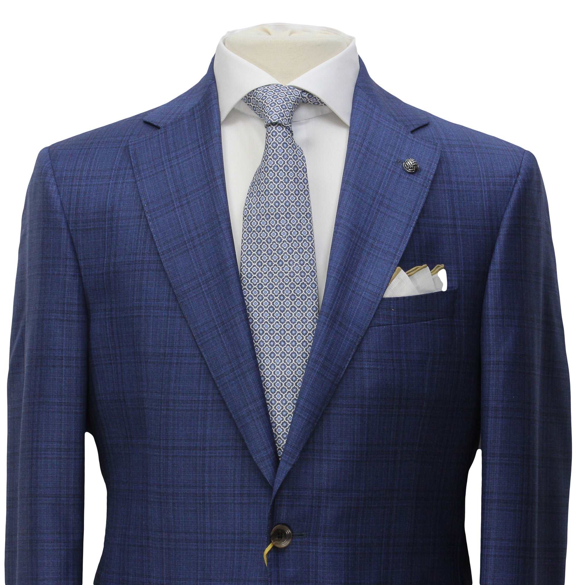 Blue Check Super 150's Loro Piana Wool Essence Modern Fit Suit - Jack Victor 1913 - Image 4