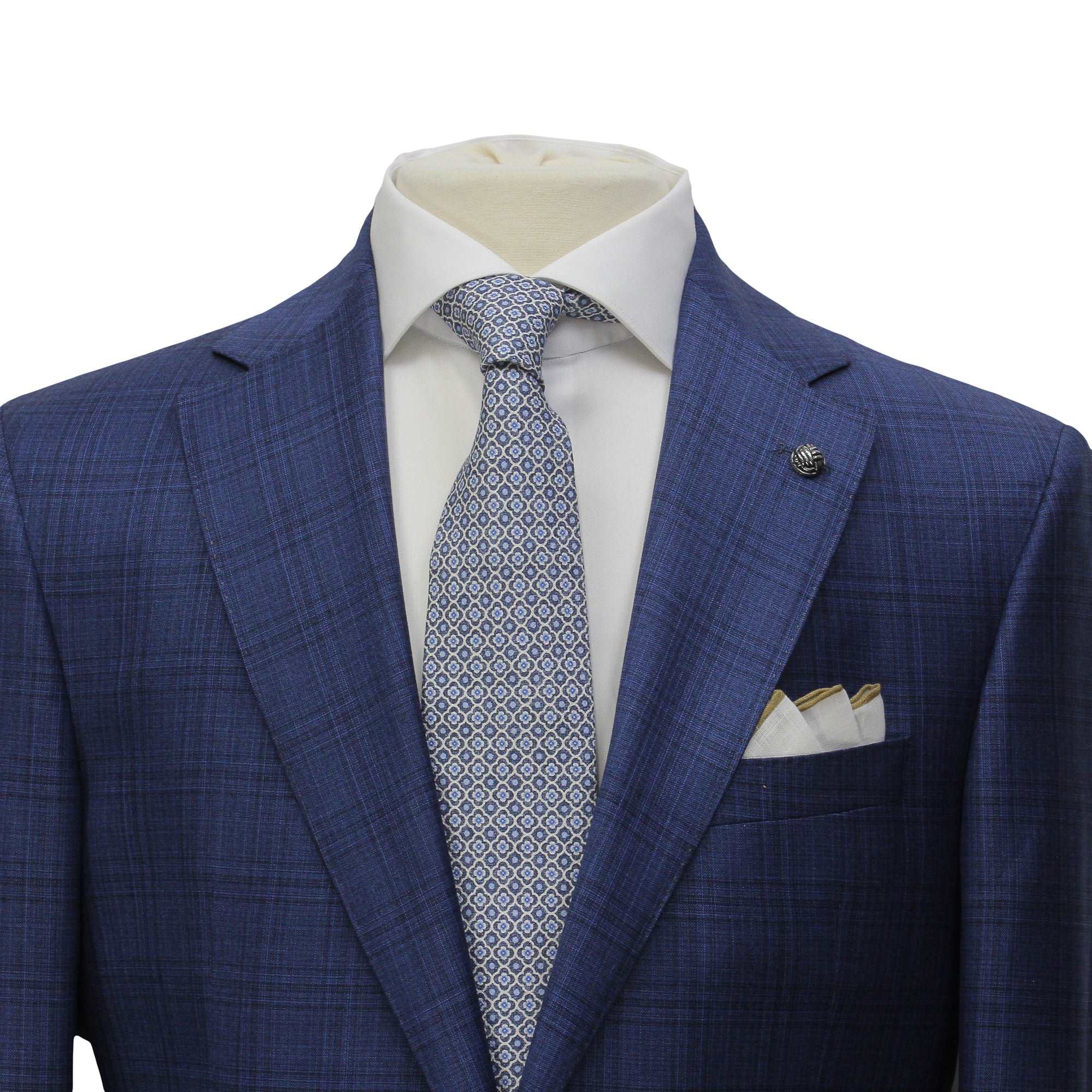 Blue Check Super 150's Loro Piana Wool Essence Modern Fit Suit - Jack Victor 1913 - Image 6
