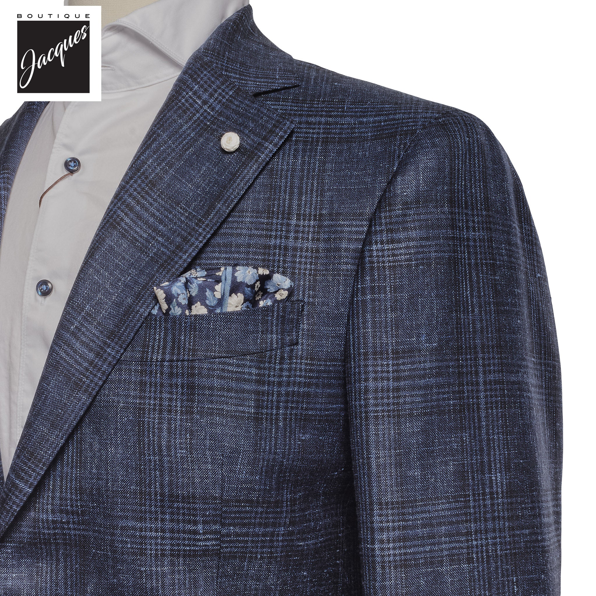Blue Check Wool-Silk Di Delfino Dream Fit Sport Jacket - Luigi Bianchi - Image 2
