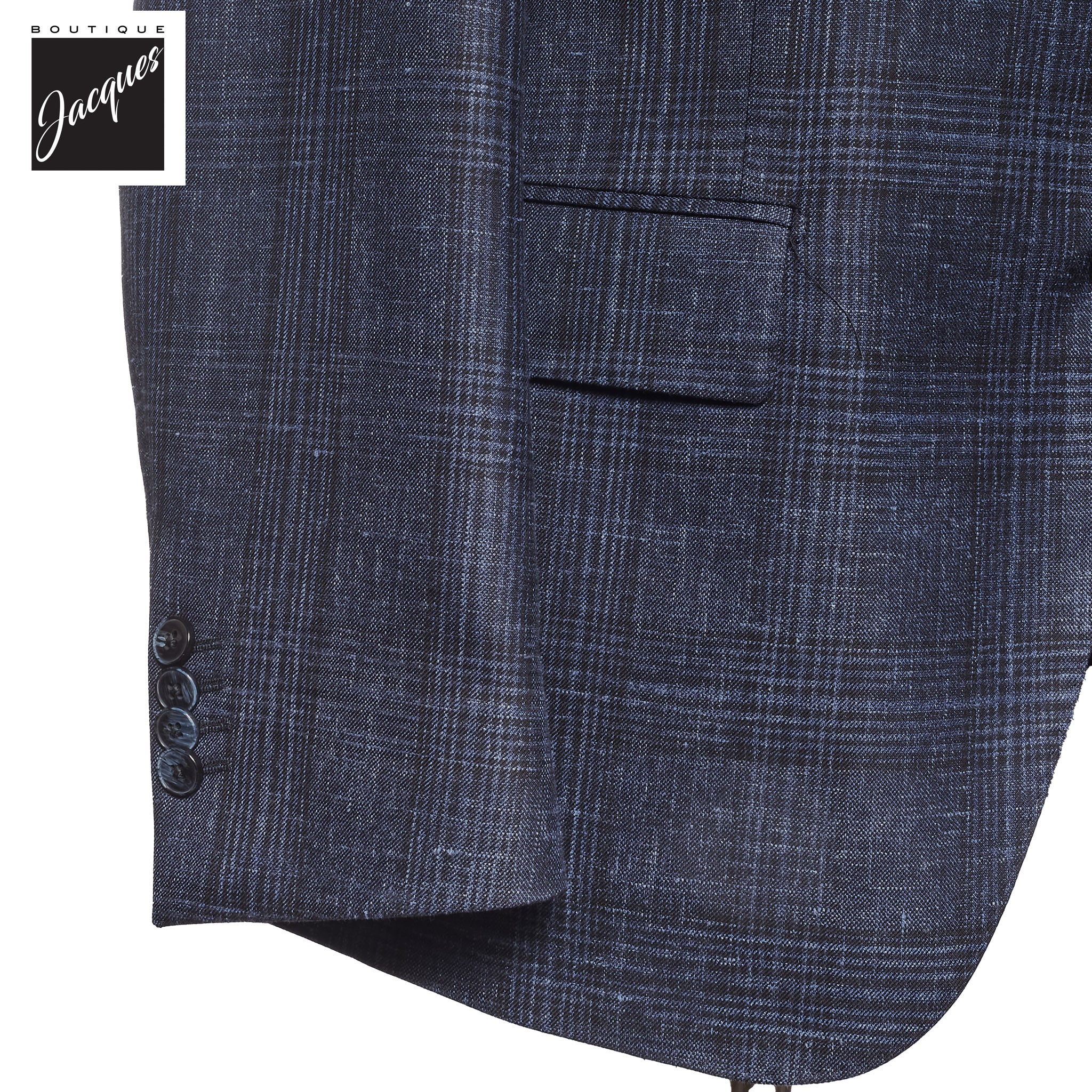 Blue Check Wool-Silk Di Delfino Dream Fit Sport Jacket - Luigi Bianchi - Image 3