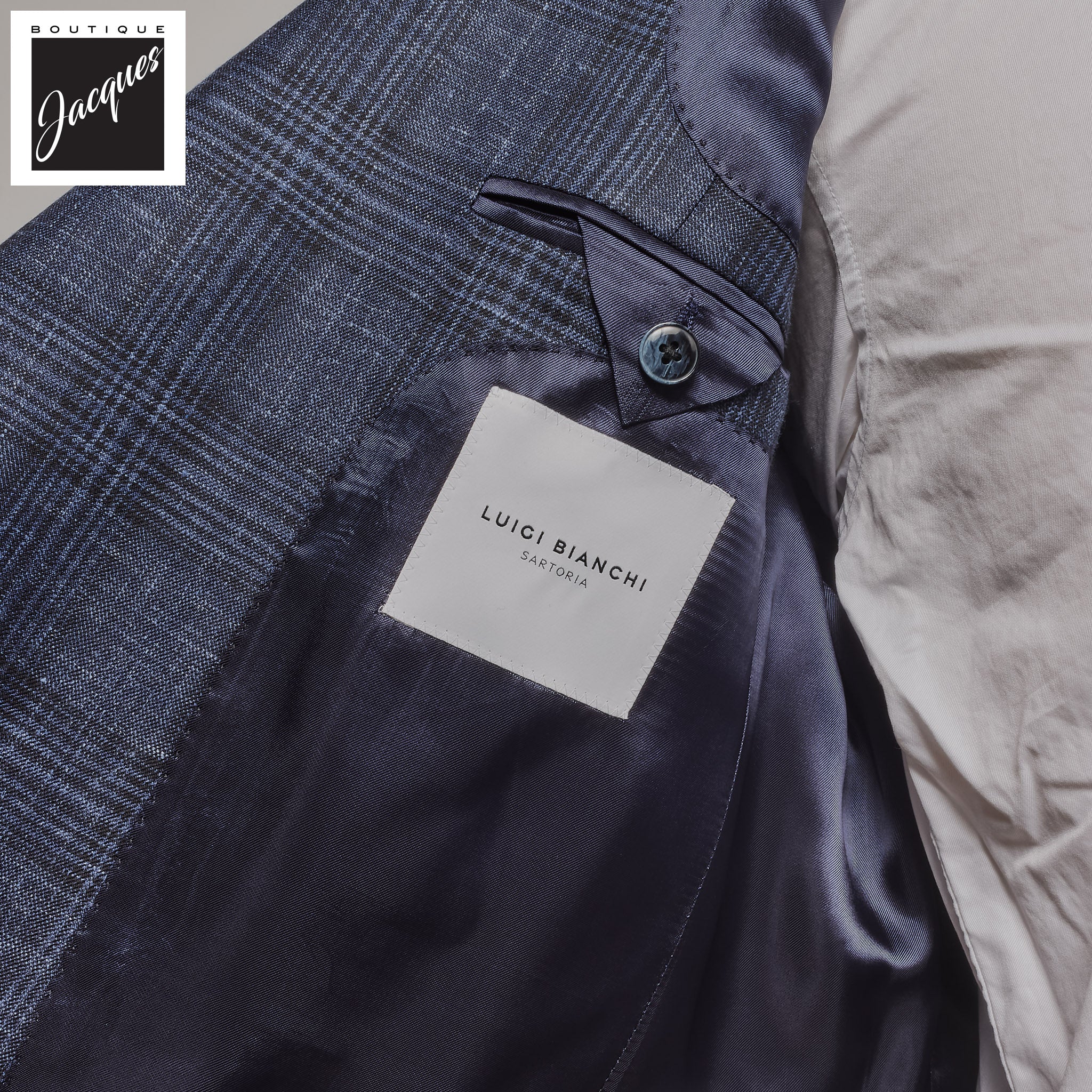 Blue Check Wool-Silk Di Delfino Dream Fit Sport Jacket - Luigi Bianchi - Image 4