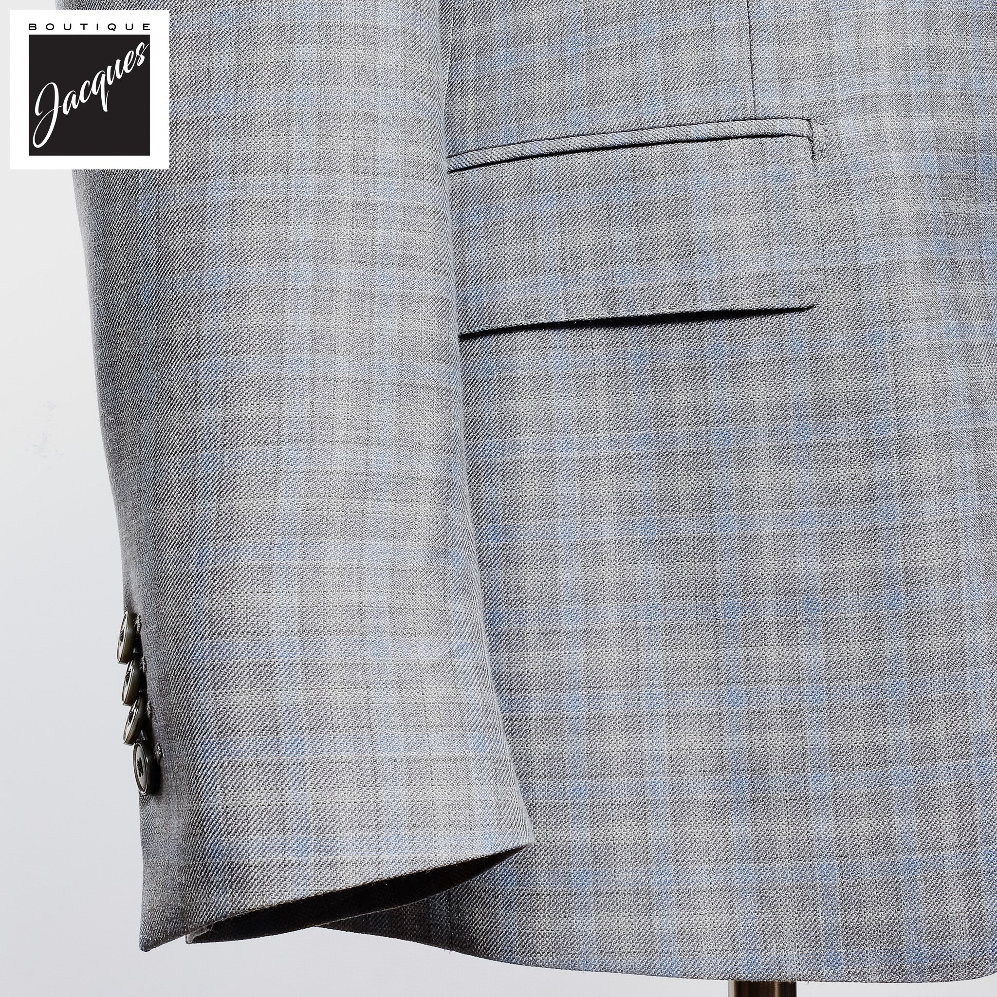 Blue Check Wool-Silk Dream Fit Sport Jacket - Luigi Bianchi - Image 3
