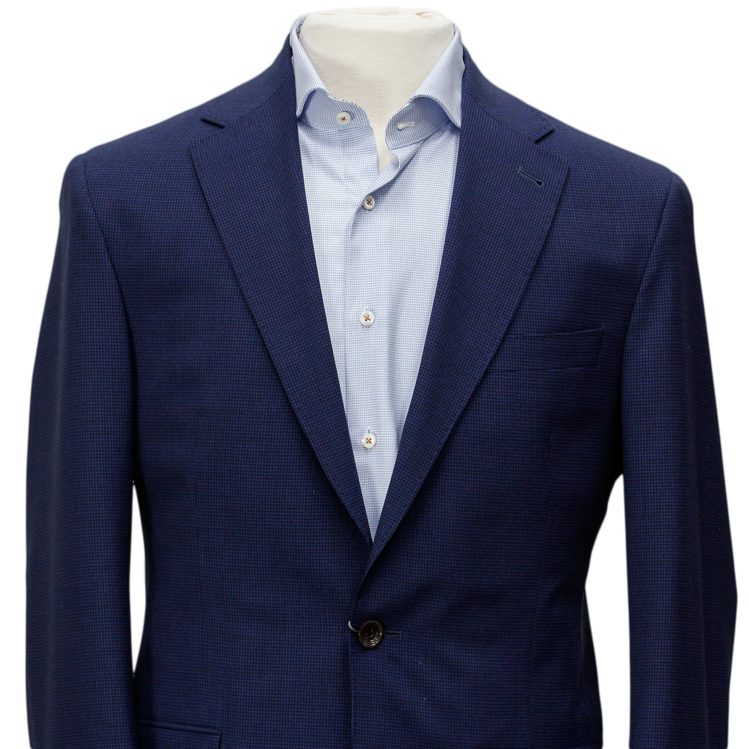 Blue Micro Check Regular Fit Wool Suit - Jack Victor - Image 4