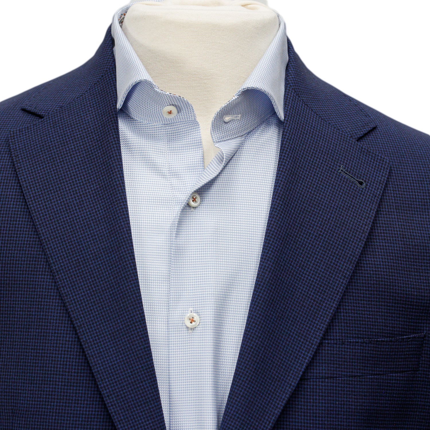 Blue Micro Check Regular Fit Wool Suit - Jack Victor - Image 6