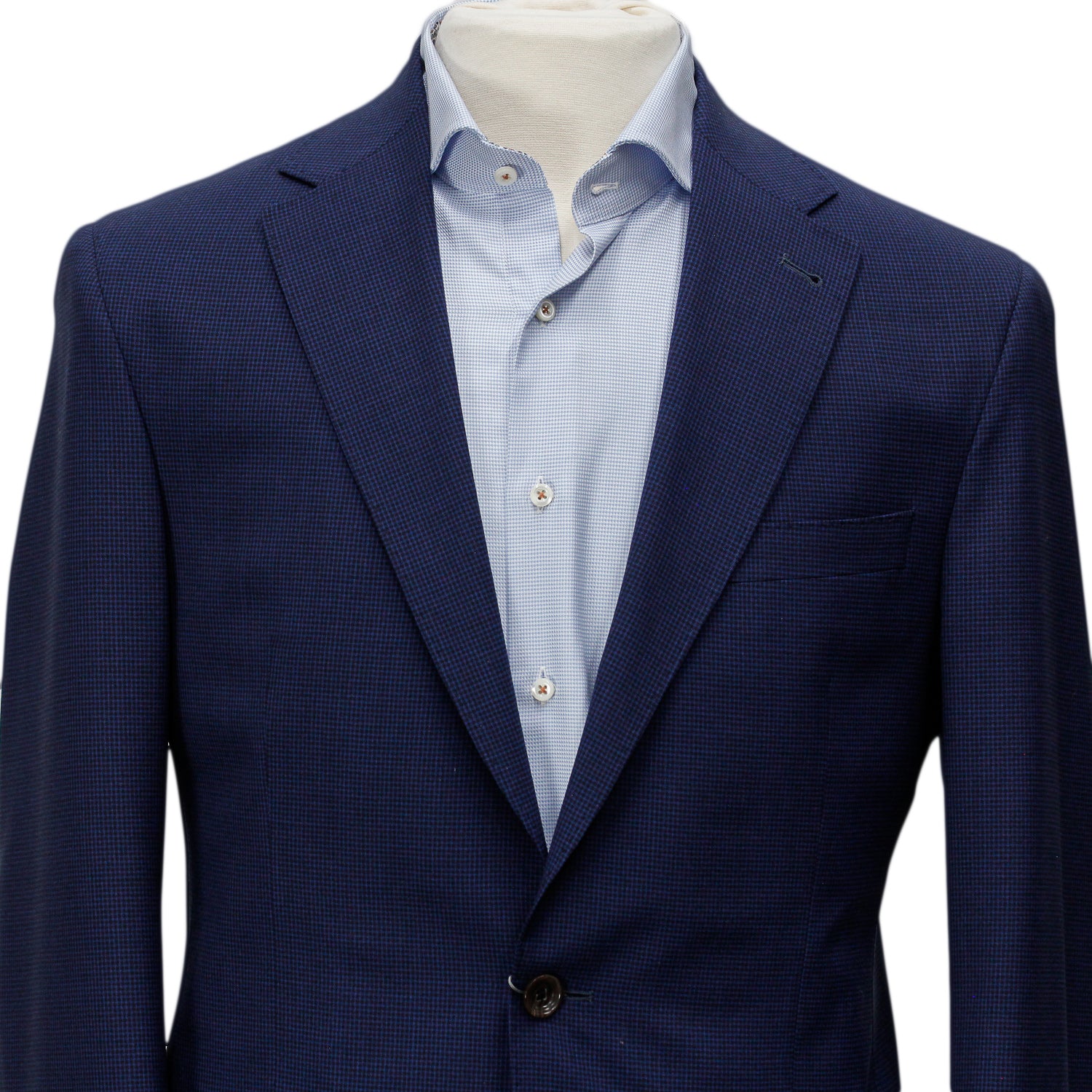 Blue Micro Check Regular Fit Wool Suit - Jack Victor - Image 7