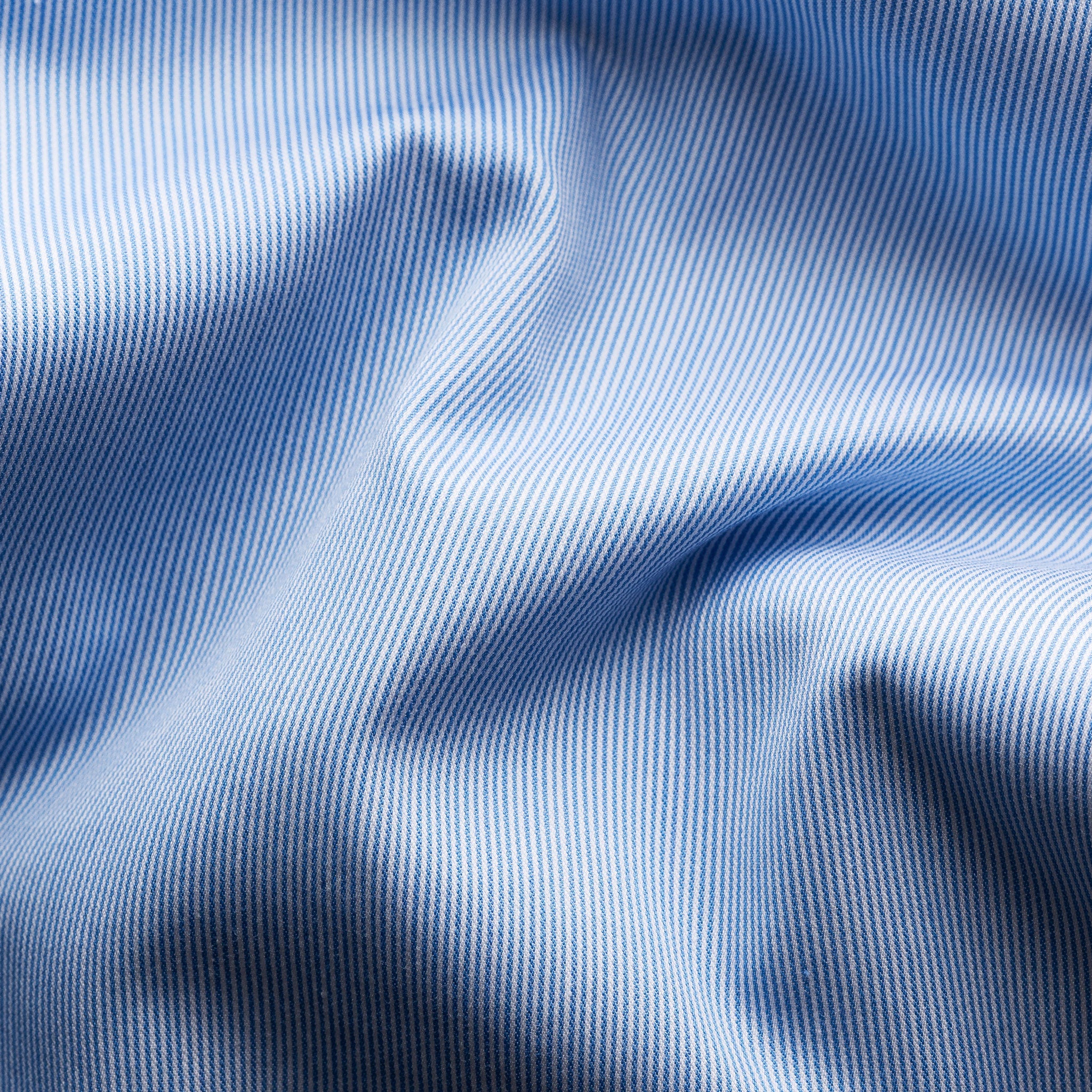 Blue Elevated Cotton-Silk Fine Stripe Slim Fit Dress Shirt - ETON - Image 10