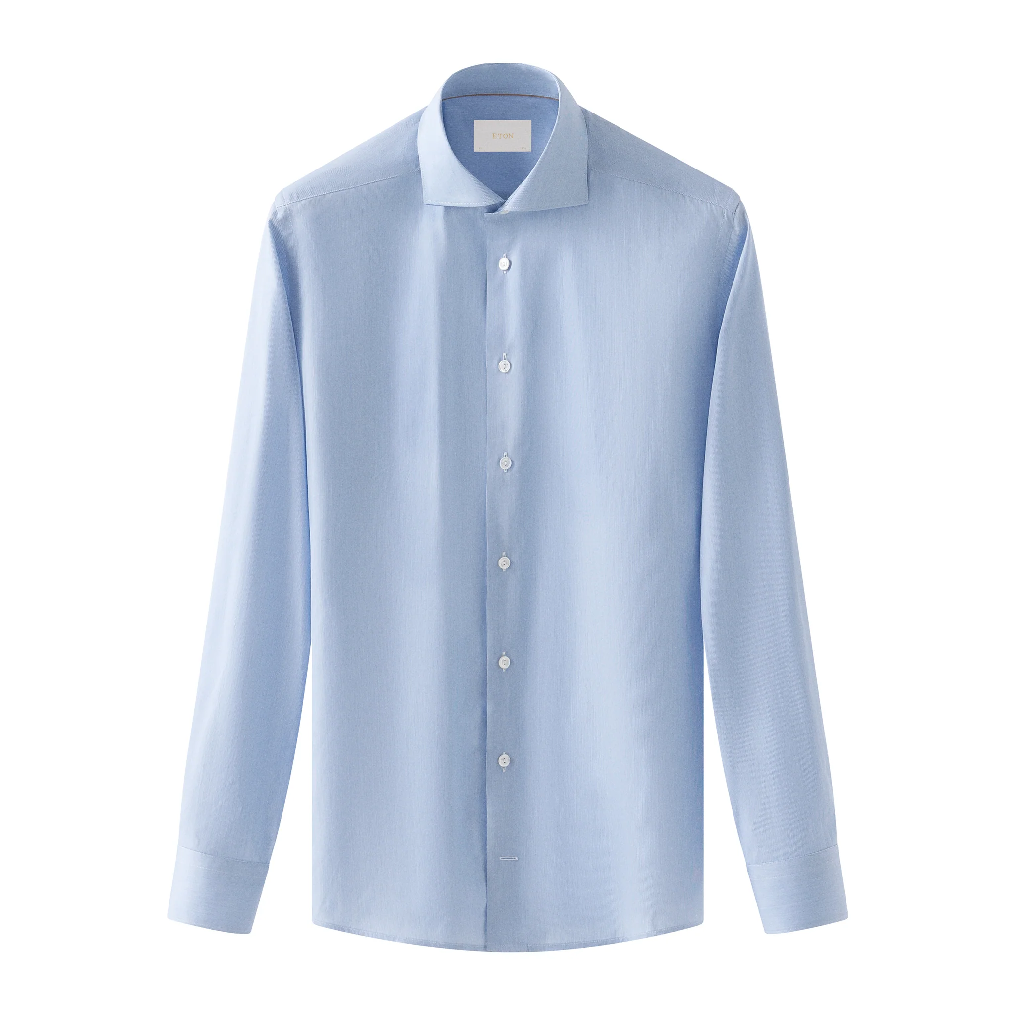 Blue Elevated Cotton-Silk Fine Stripe Slim Fit Dress Shirt - ETON - Image 2