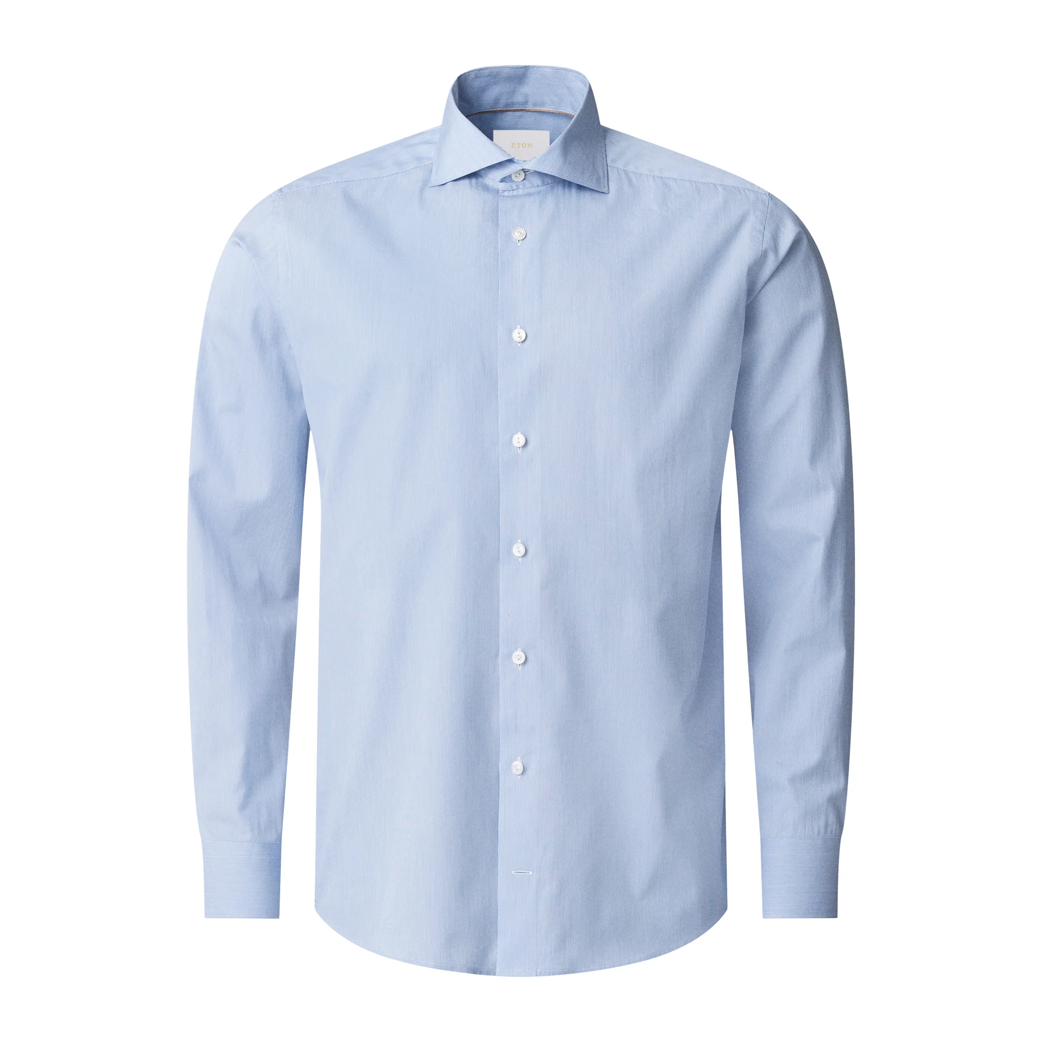 Blue Elevated Cotton-Silk Fine Stripe Slim Fit Dress Shirt - ETON - Image 9