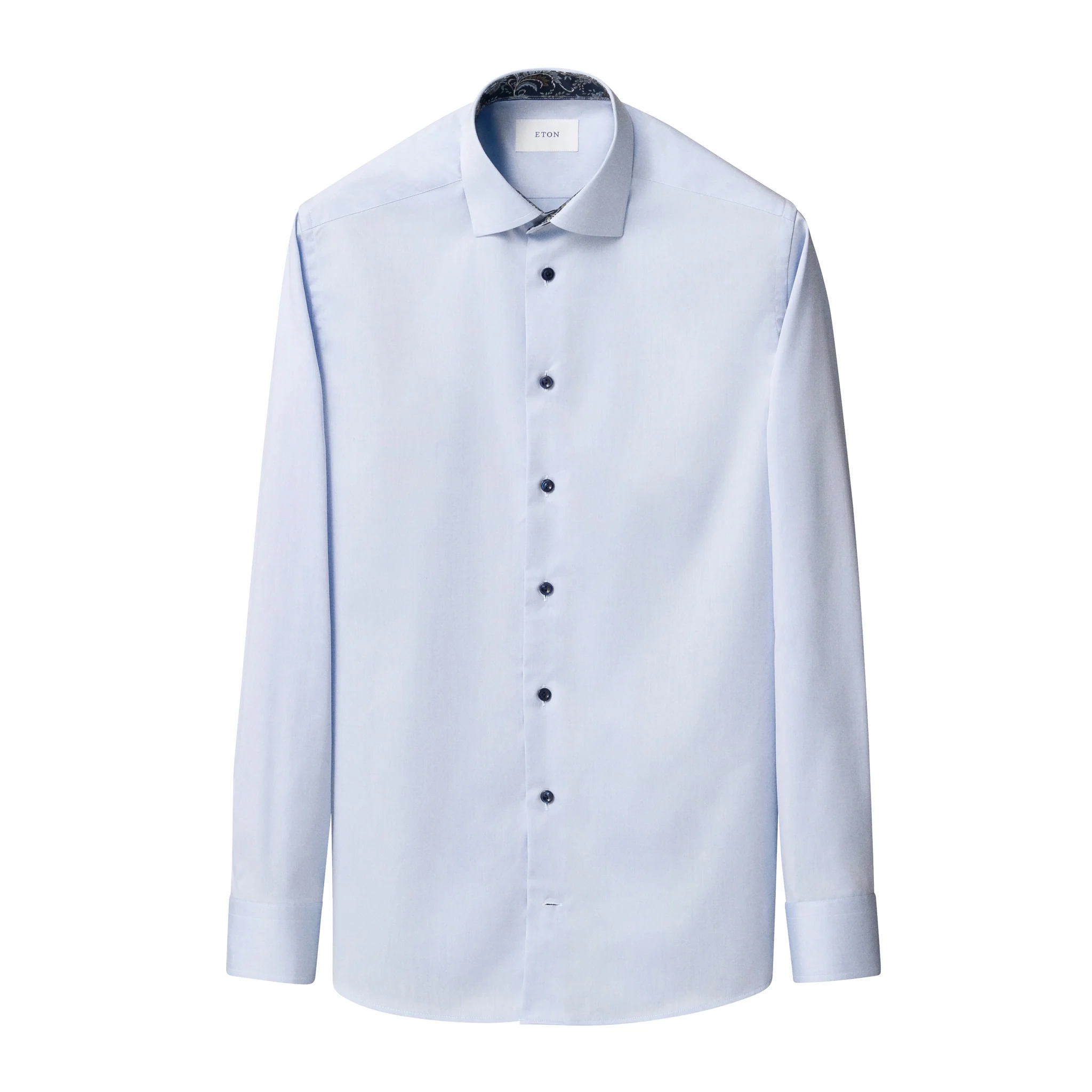 Blue Floral Effect Contrast Signature Twill Slim Fit Shirt - ETON - Image 2