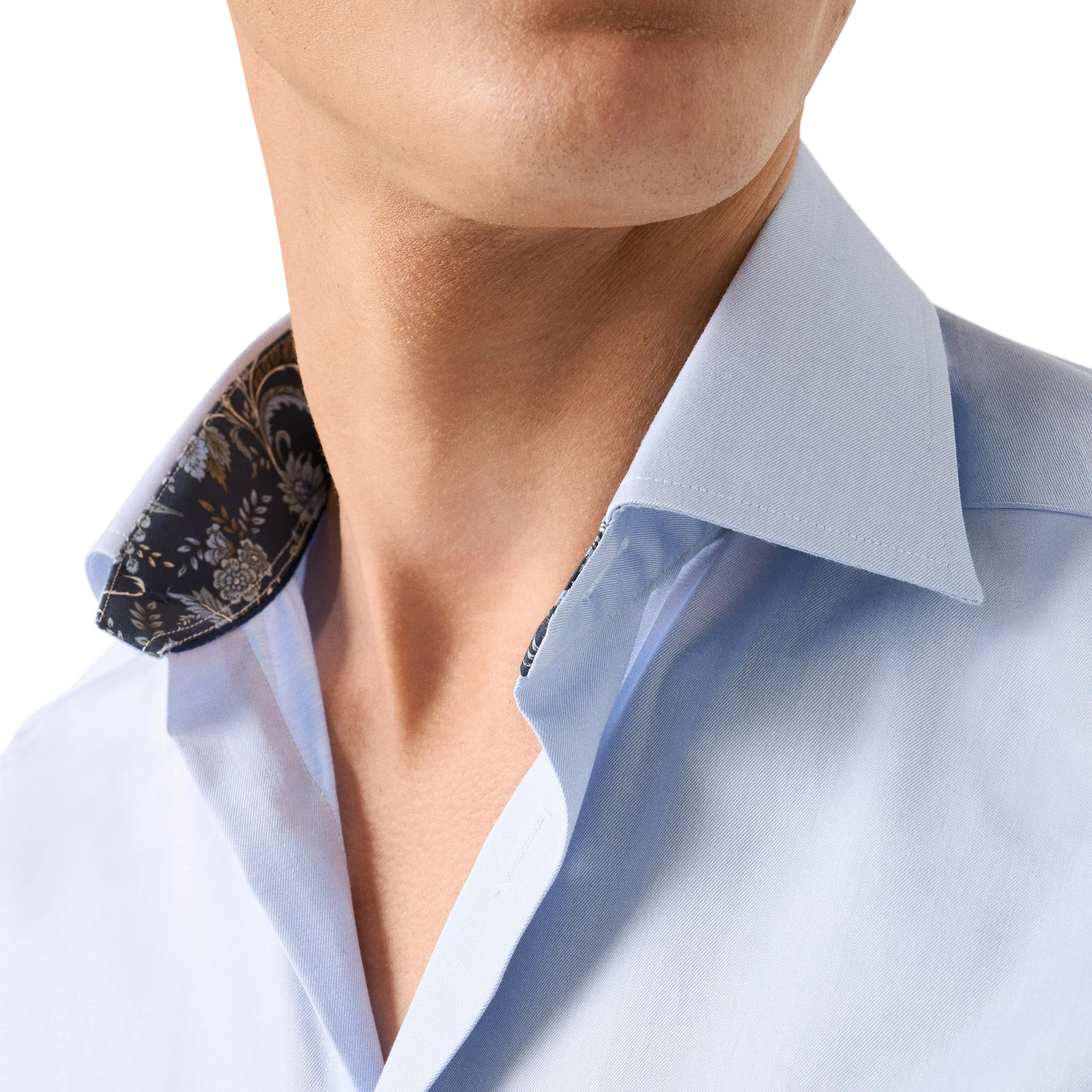 Blue Floral Effect Contrast Signature Twill Slim Fit Shirt - ETON - Image 4