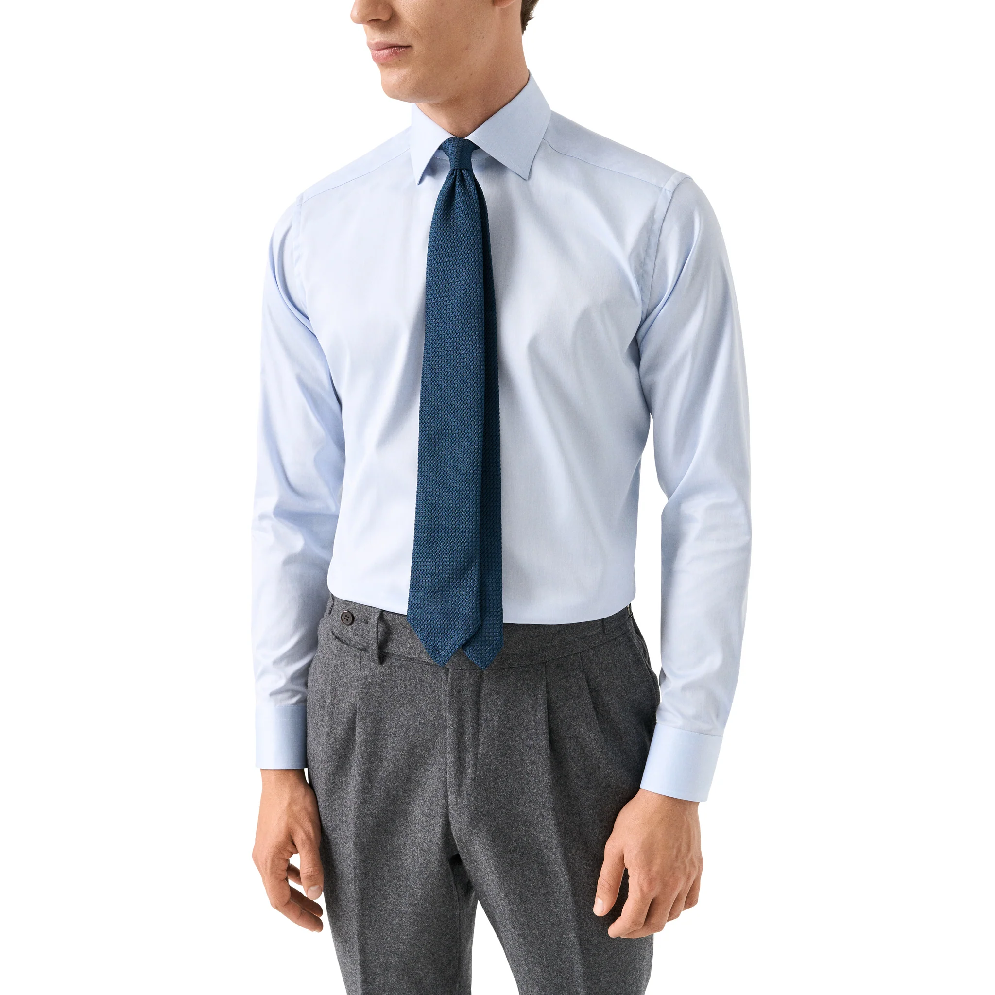 Blue Floral Effect Contrast Signature Twill Slim Fit Shirt - ETON - Image 7
