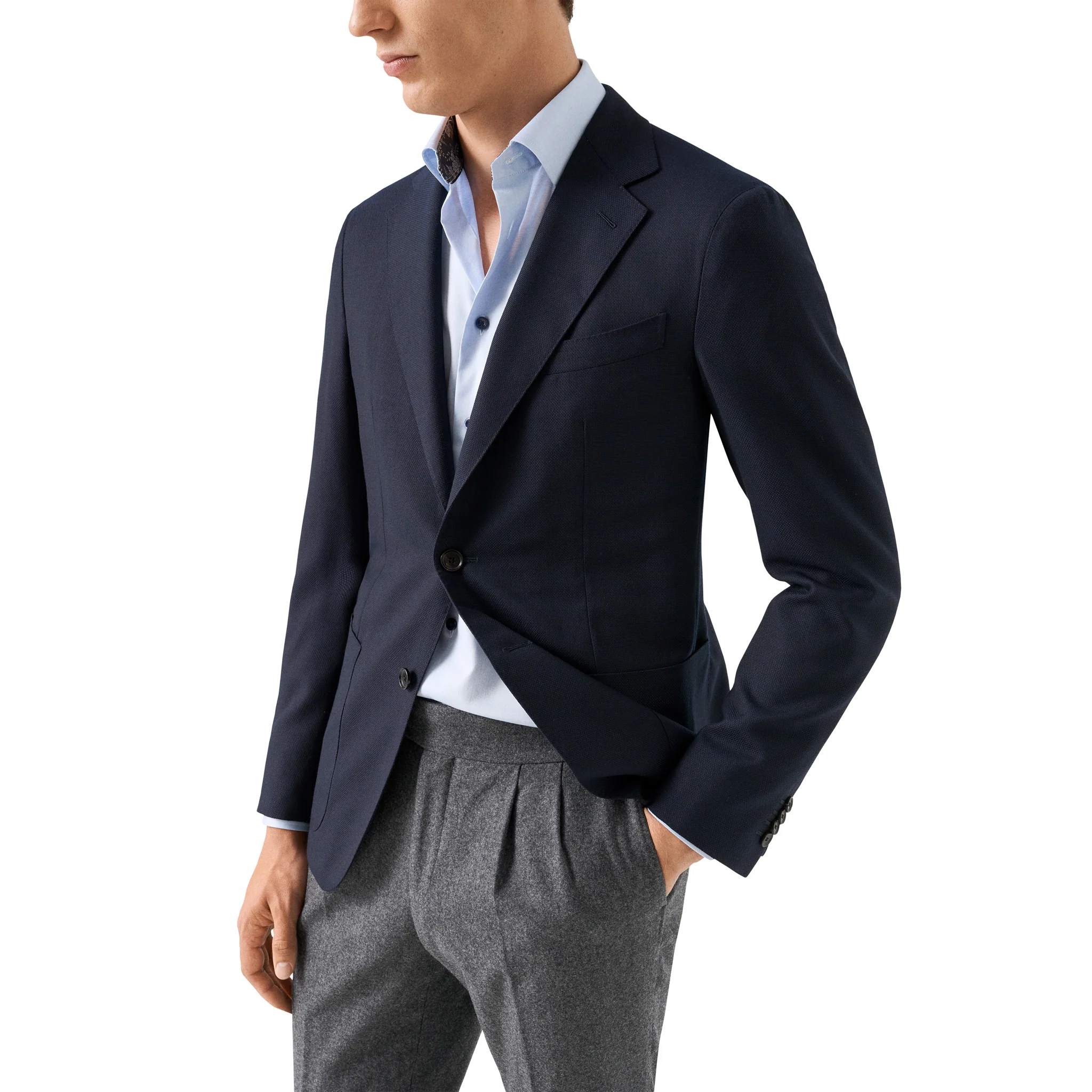 Blue Floral Effect Contrast Signature Twill Slim Fit Shirt - ETON - Image 8