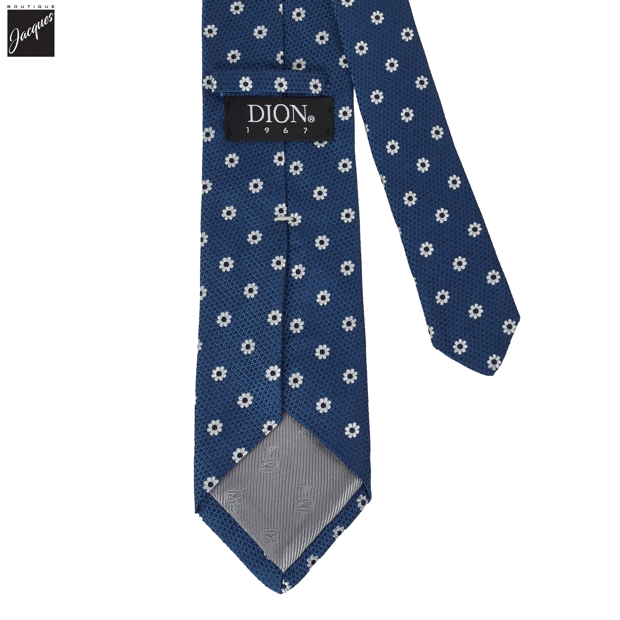 Blue Floral Woven Silk Tie - DION - Image 3