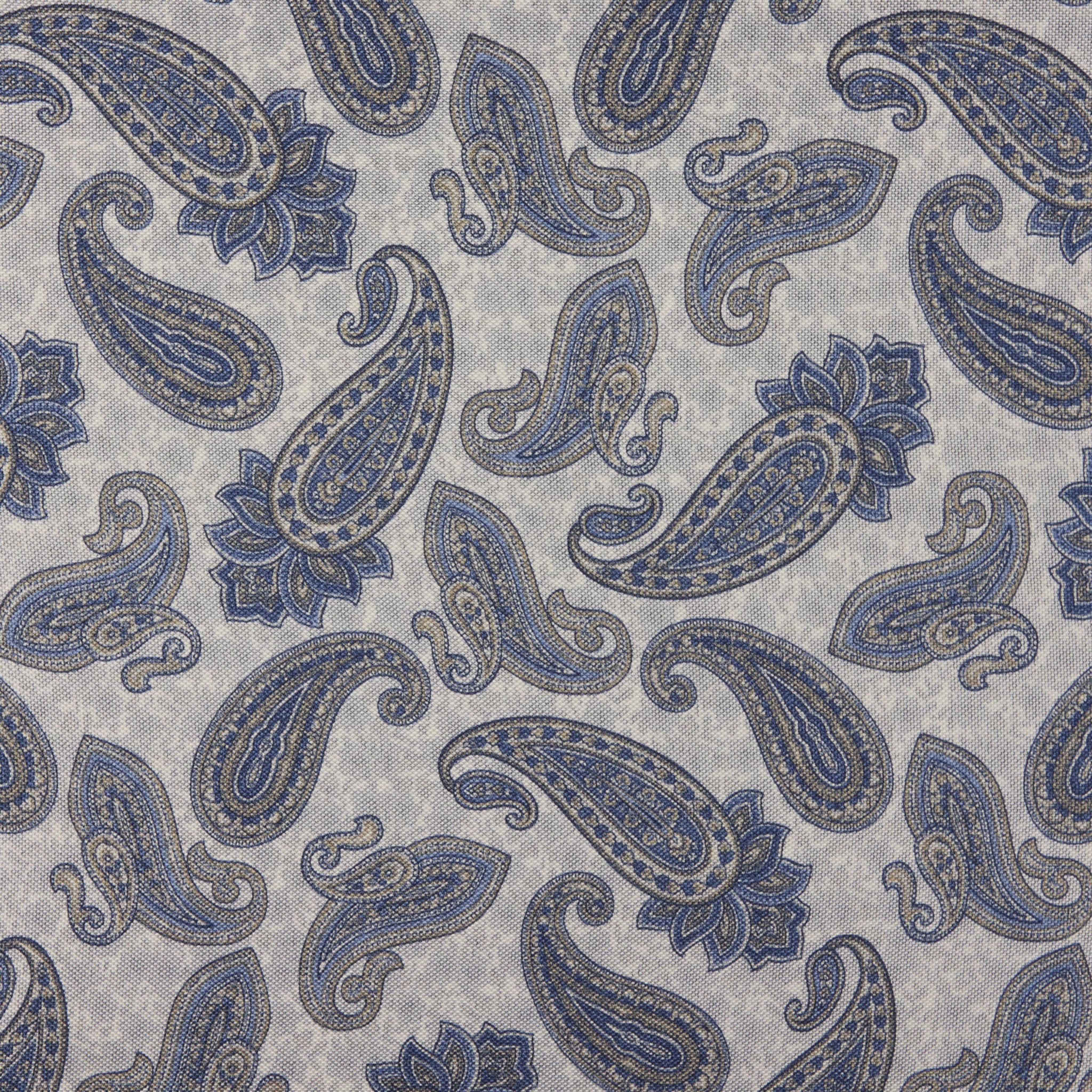 Blue & Gray Paisley/Floral Reversible Silk Hankie - Stenströms - Image 4