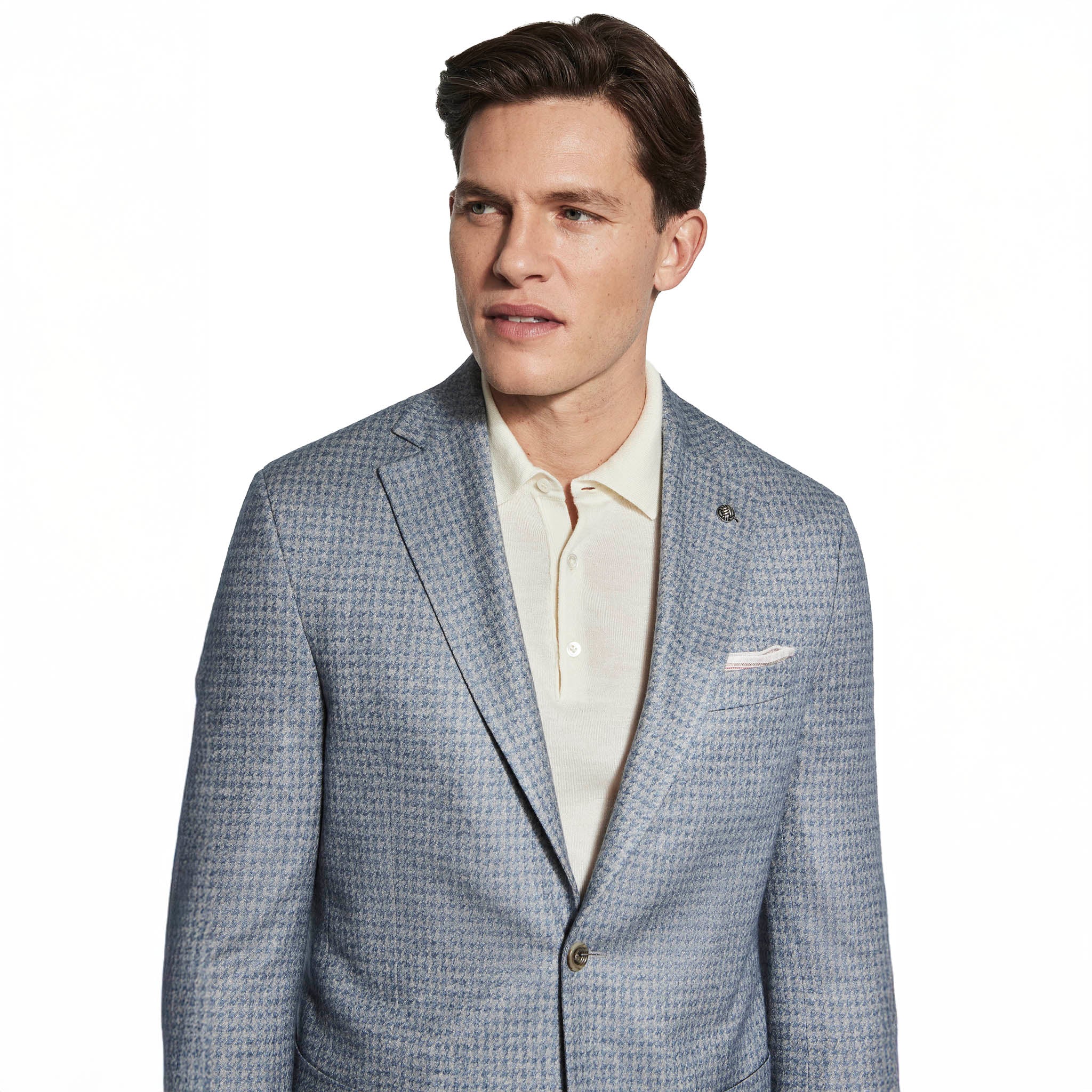 Blue Houndstooth Silk-Cashmere Hartford Contemporary Fit Unconstructed Sport Jacket - Jack Victor - Image 2