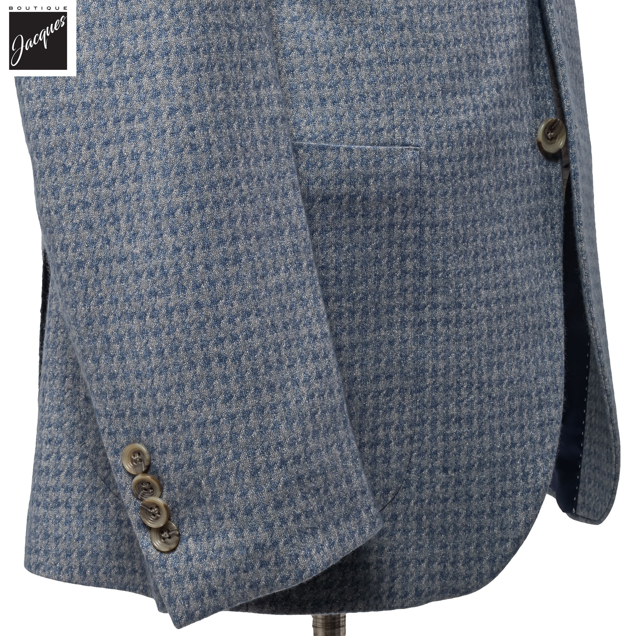 Blue Houndstooth Silk-Cashmere Hartford Contemporary Fit Unconstructed Sport Jacket - Jack Victor - Image 5