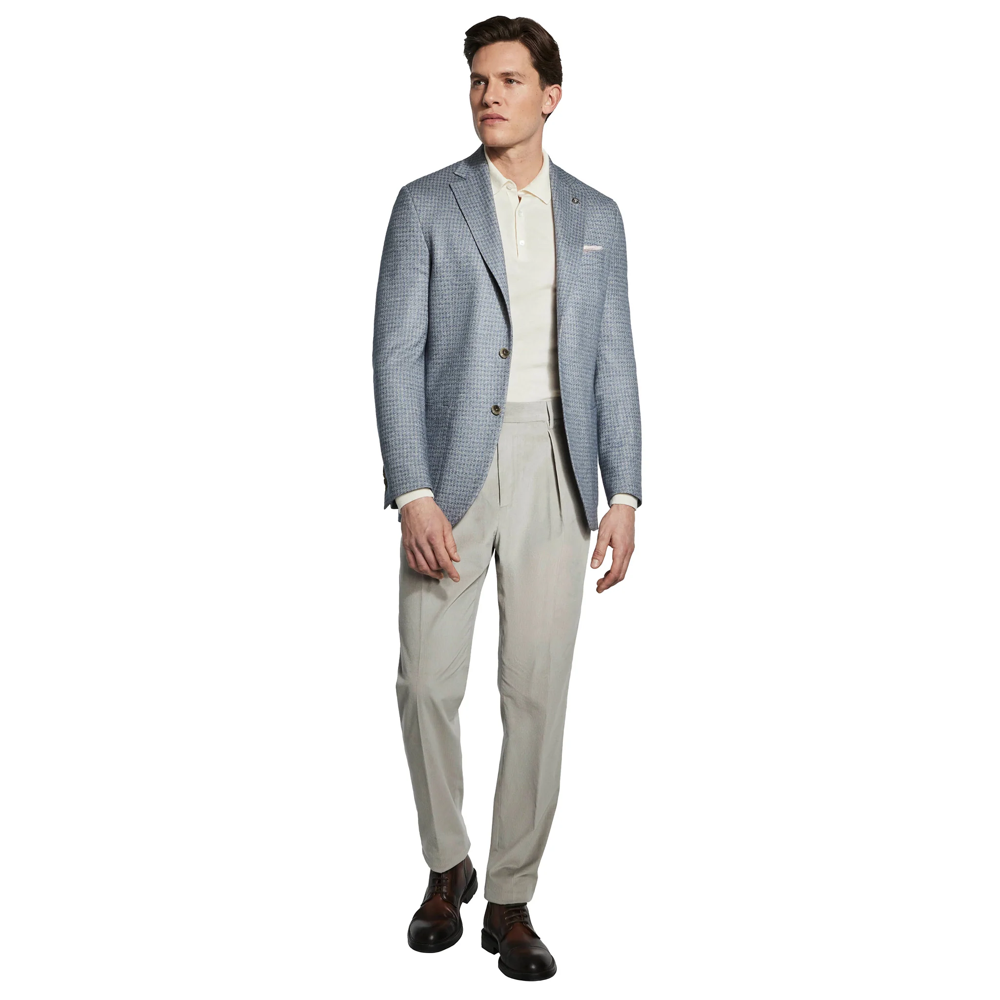 Blue Houndstooth Silk-Cashmere Hartford Contemporary Fit Unconstructed Sport Jacket - Jack Victor - Image 7