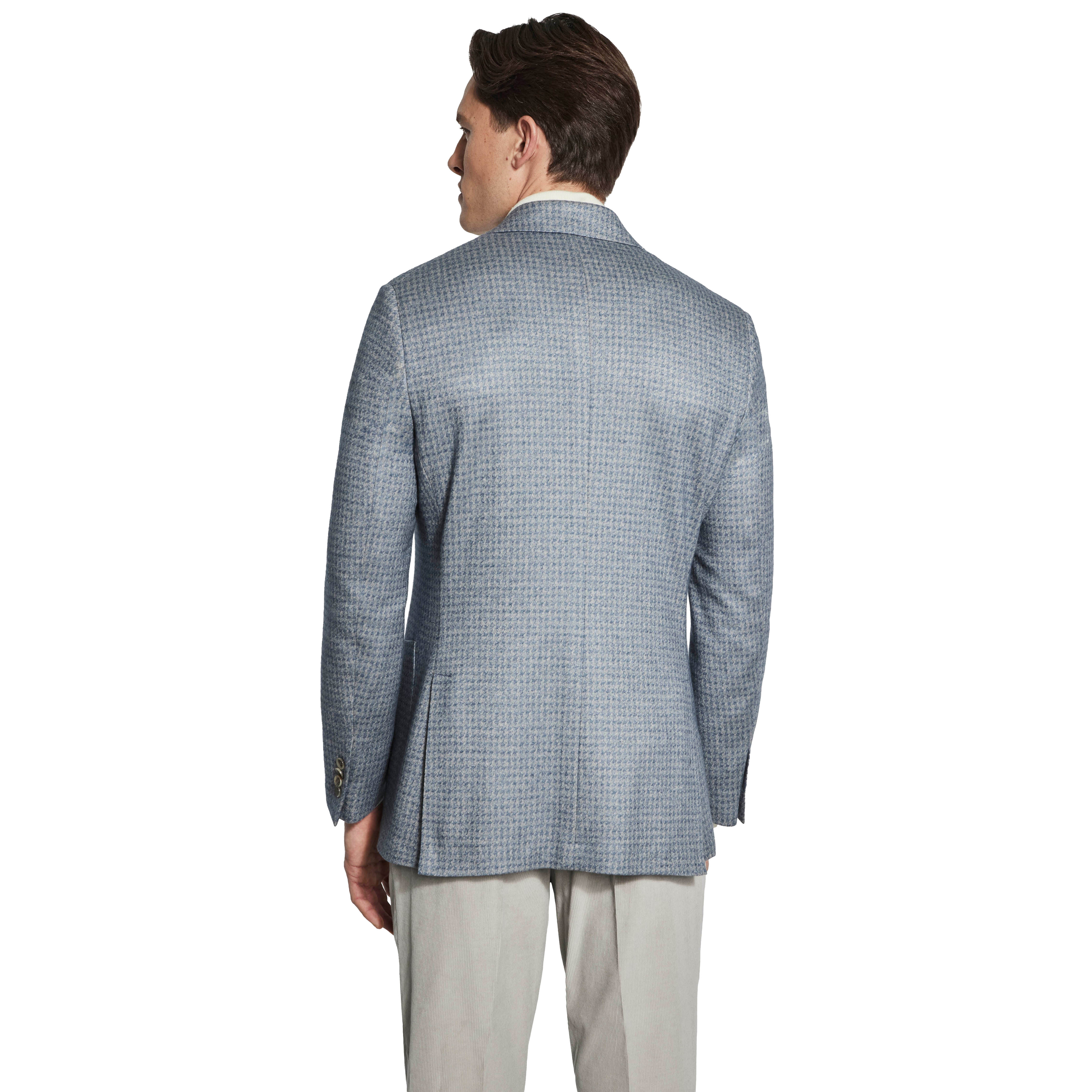 Blue Houndstooth Silk-Cashmere Hartford Contemporary Fit Unconstructed Sport Jacket - Jack Victor - Image 8