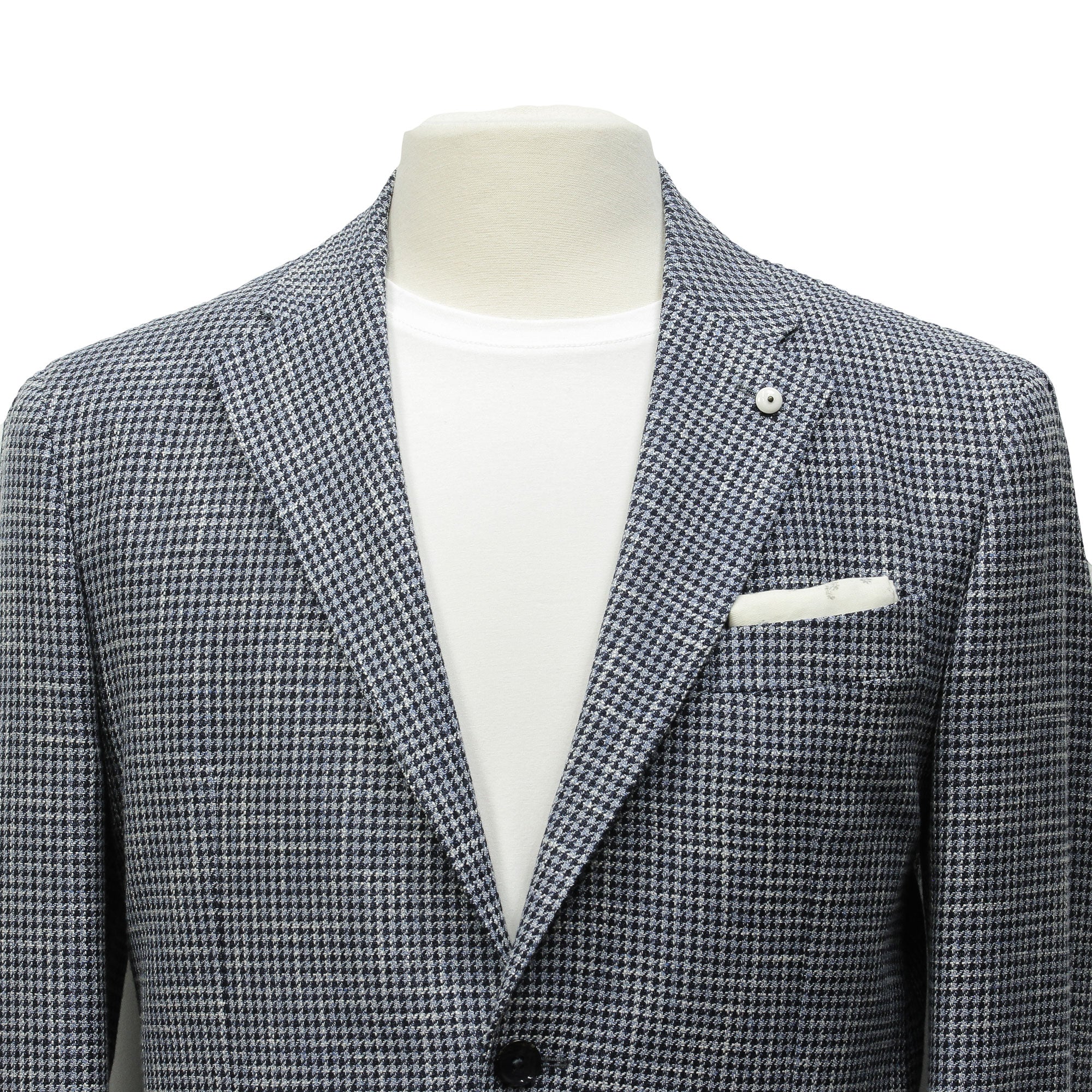 Blue Houndstooth Wool/Cotton/Linen Unconstructed Contemporary Sport Coat - L.B.M. 1911 - Image 3