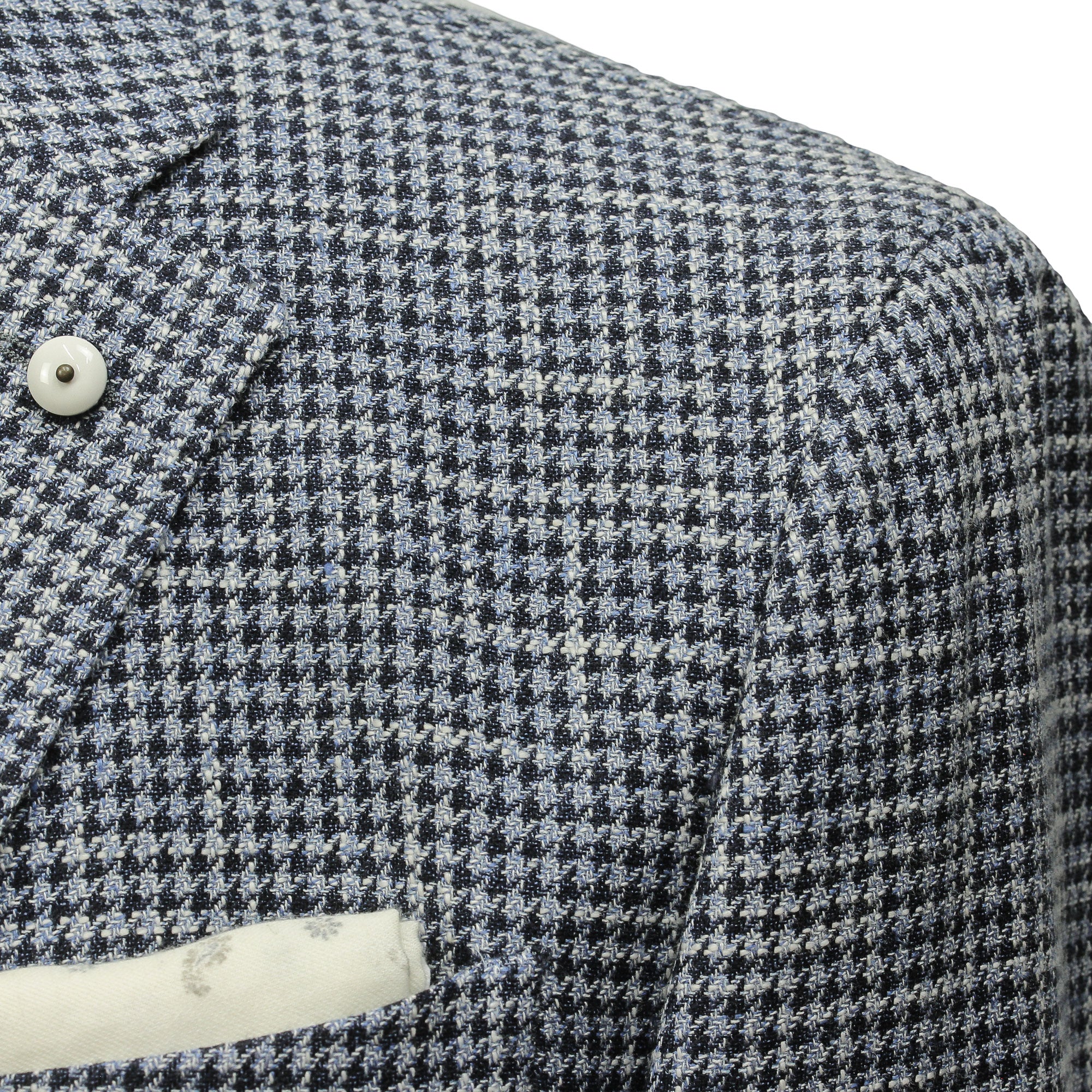 Blue Houndstooth Wool/Cotton/Linen Unconstructed Contemporary Sport Coat - L.B.M. 1911 - Image 4