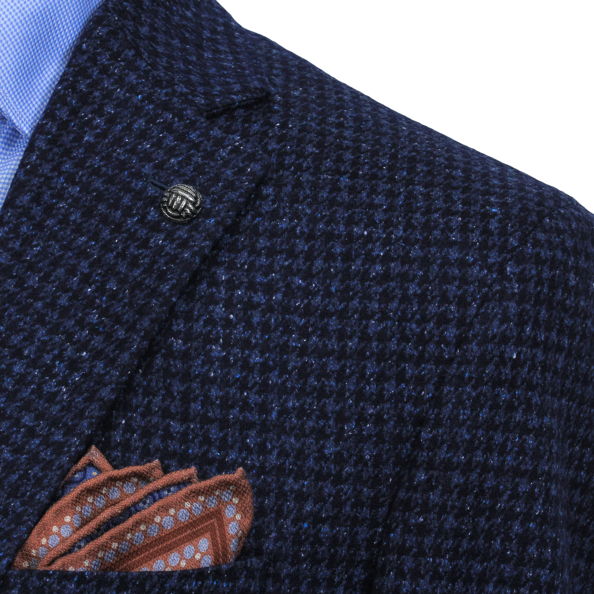 Blue Houndstooth Wool-Silk Hampton Contemporary Fit Sport Jacket - Jack Victor - Image 6