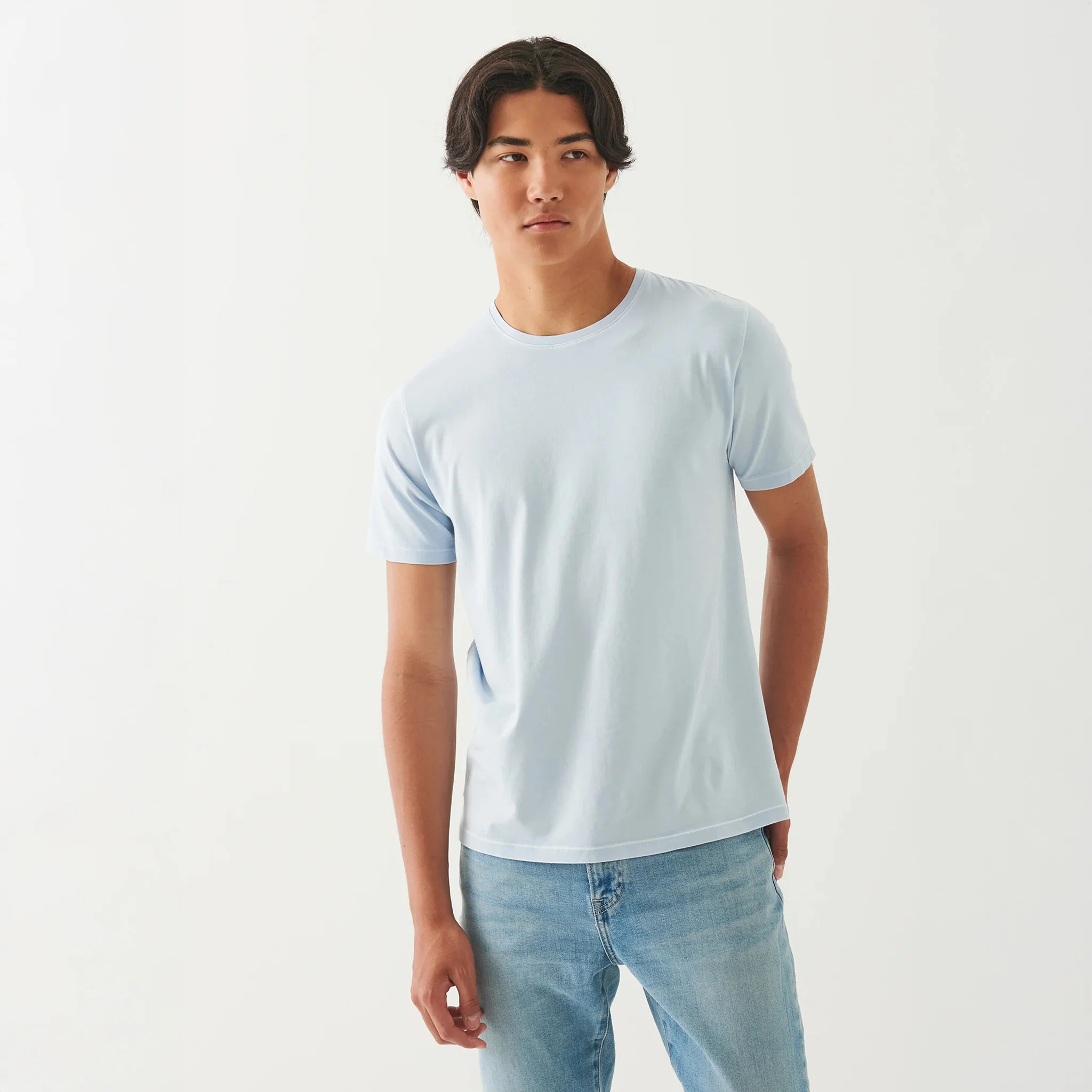 Blue Ice Pima Cotton Stretch Vintage Wash Crew Neck T-Shirt - Patrick Assaraf