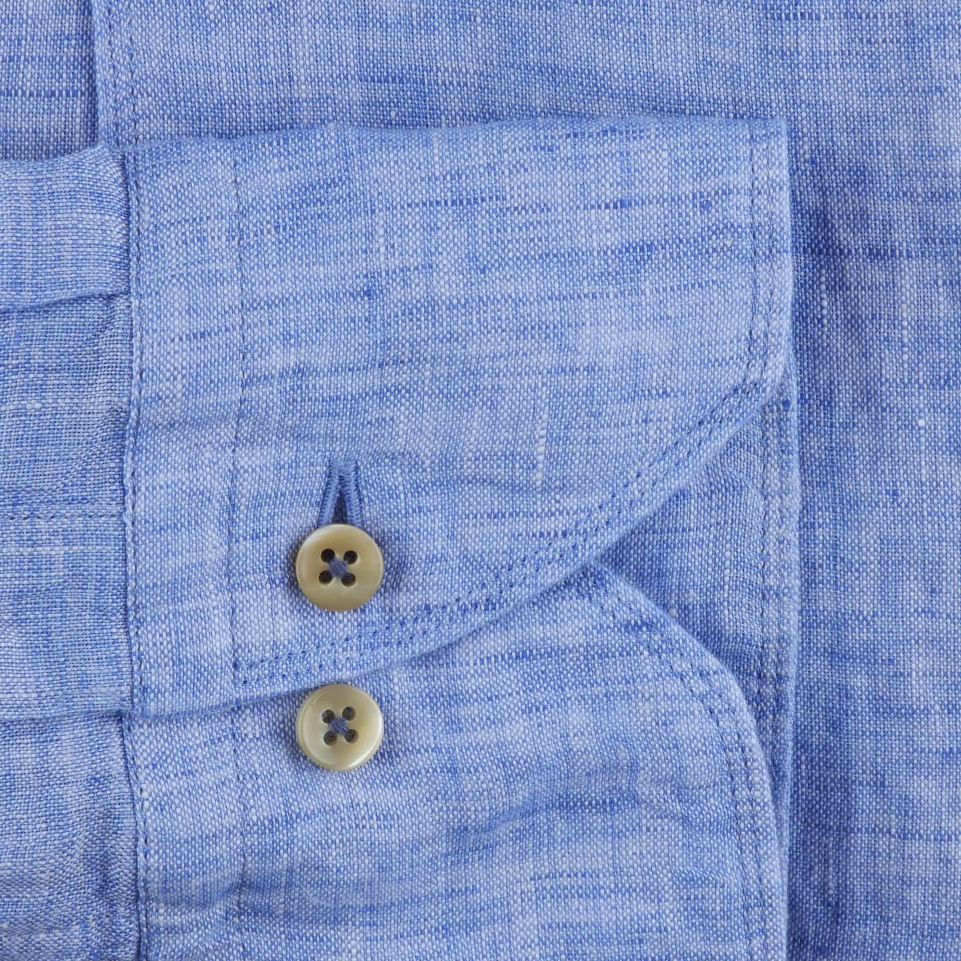 Blue Linen Fitted Body Casual Shirt - Stenströms - Image 3