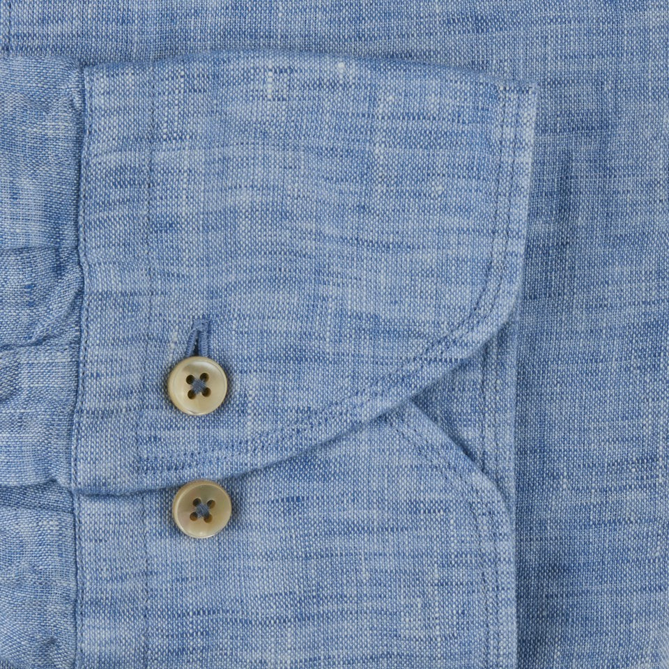 Blue Linen Slimline Shirt - Stenströms - Image 3